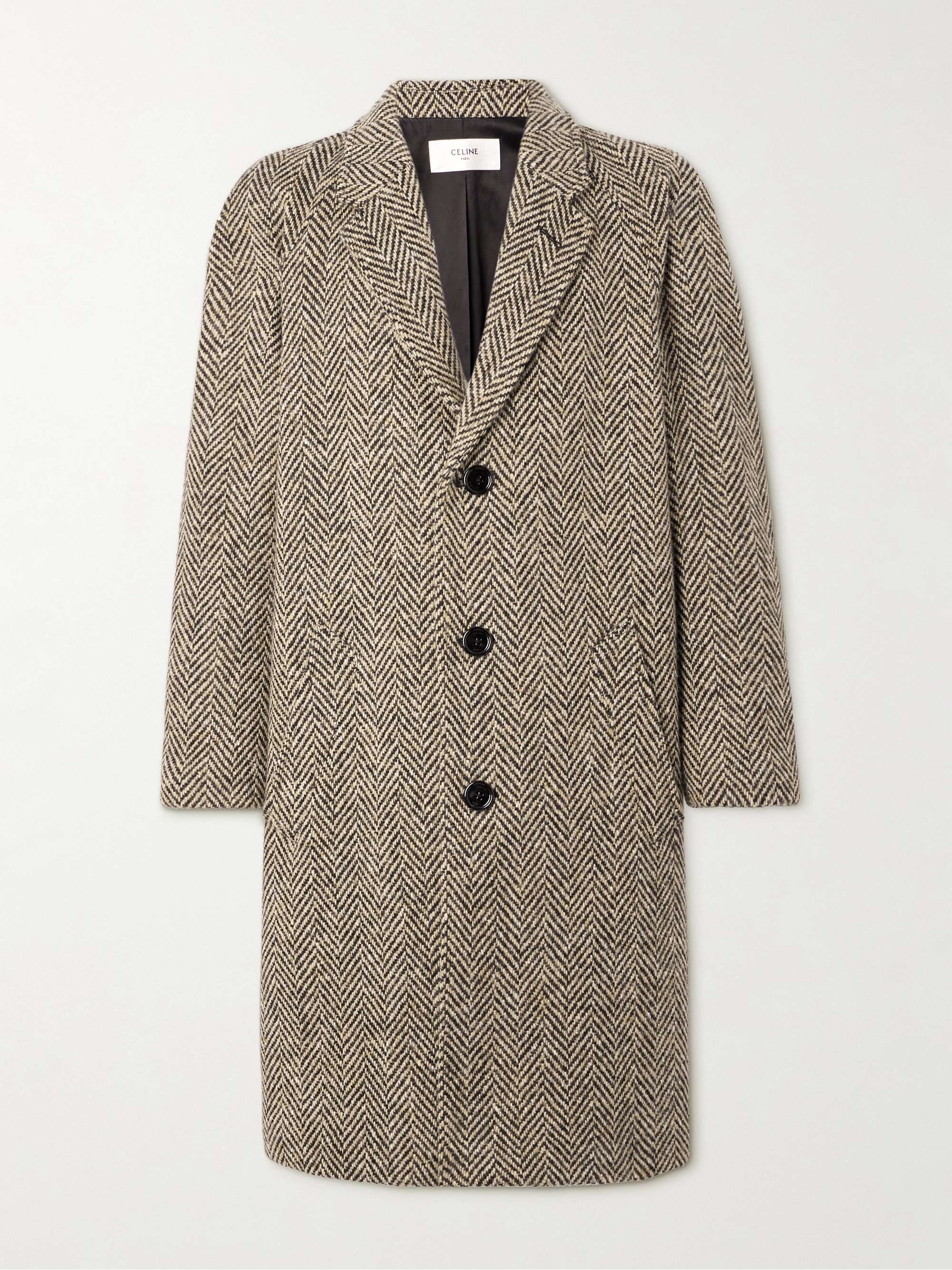 CELINE HOMME Herringbone Wool-Tweed Coat for Men | MR PORTER