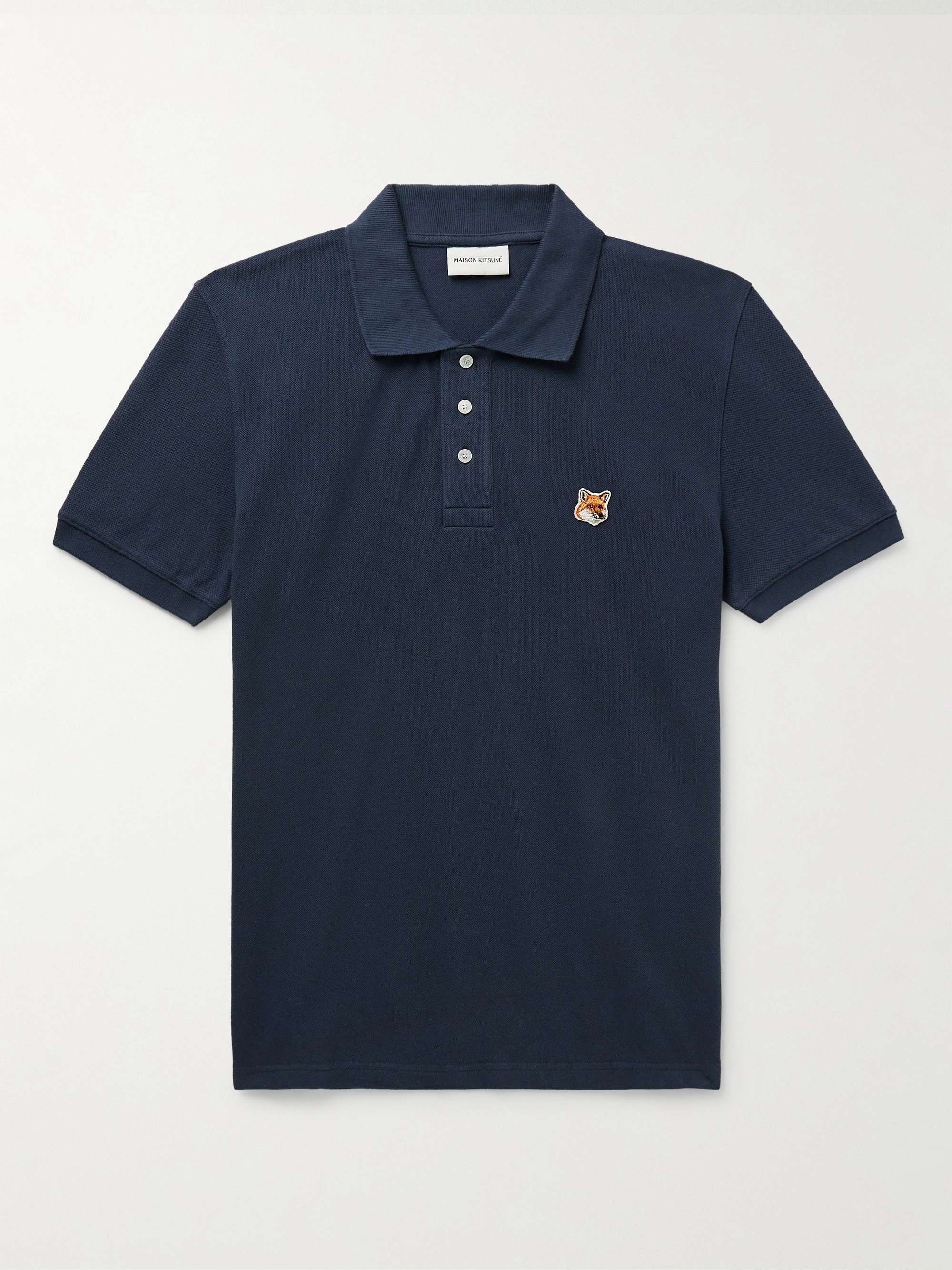MAISON KITSUNÉ Logo-Appliquéd Cotton-Piqué Polo Shirt for Men | MR PORTER