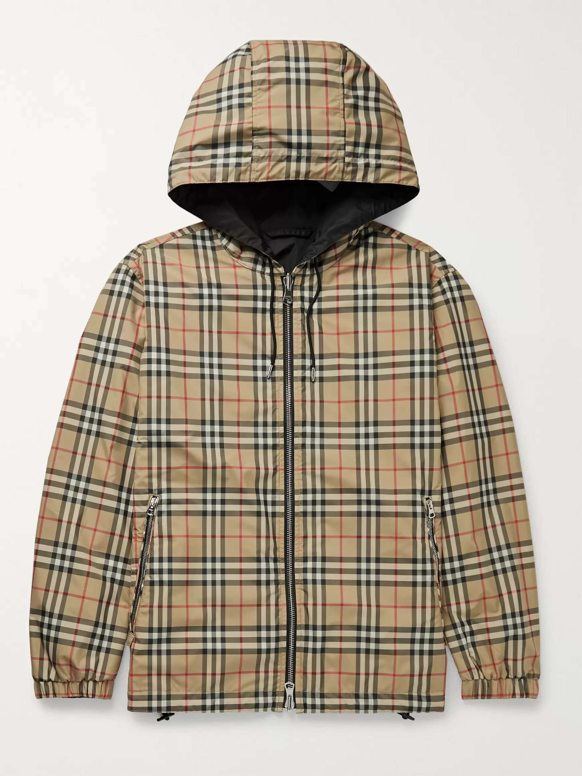 Tan Reversible Checked Shell and ECONYL Hooded Jacket | BURBERRY | MR PORTER
