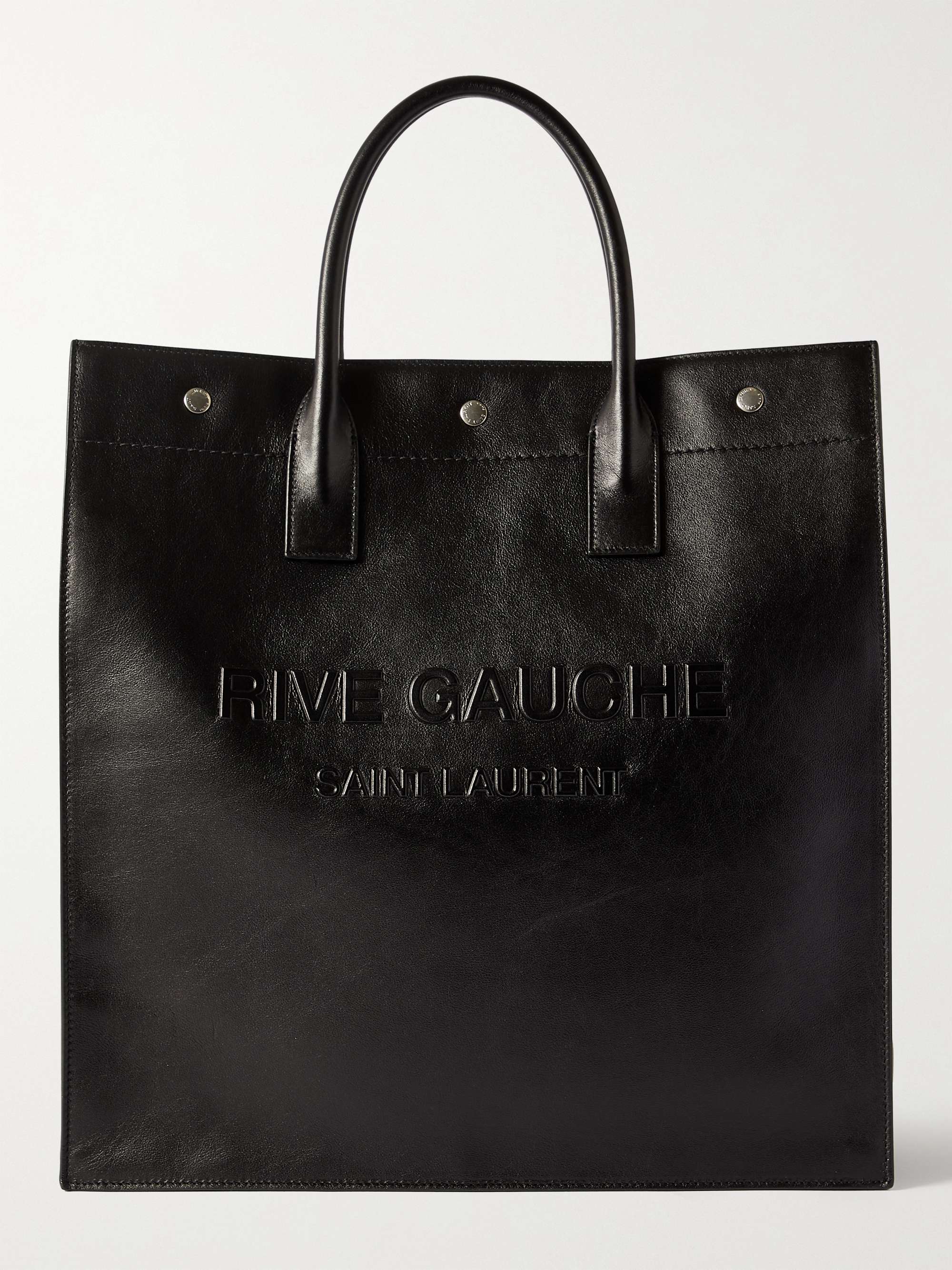 SAINT LAURENT Logo-Embossed Leather Tote Bag for Men | MR PORTER