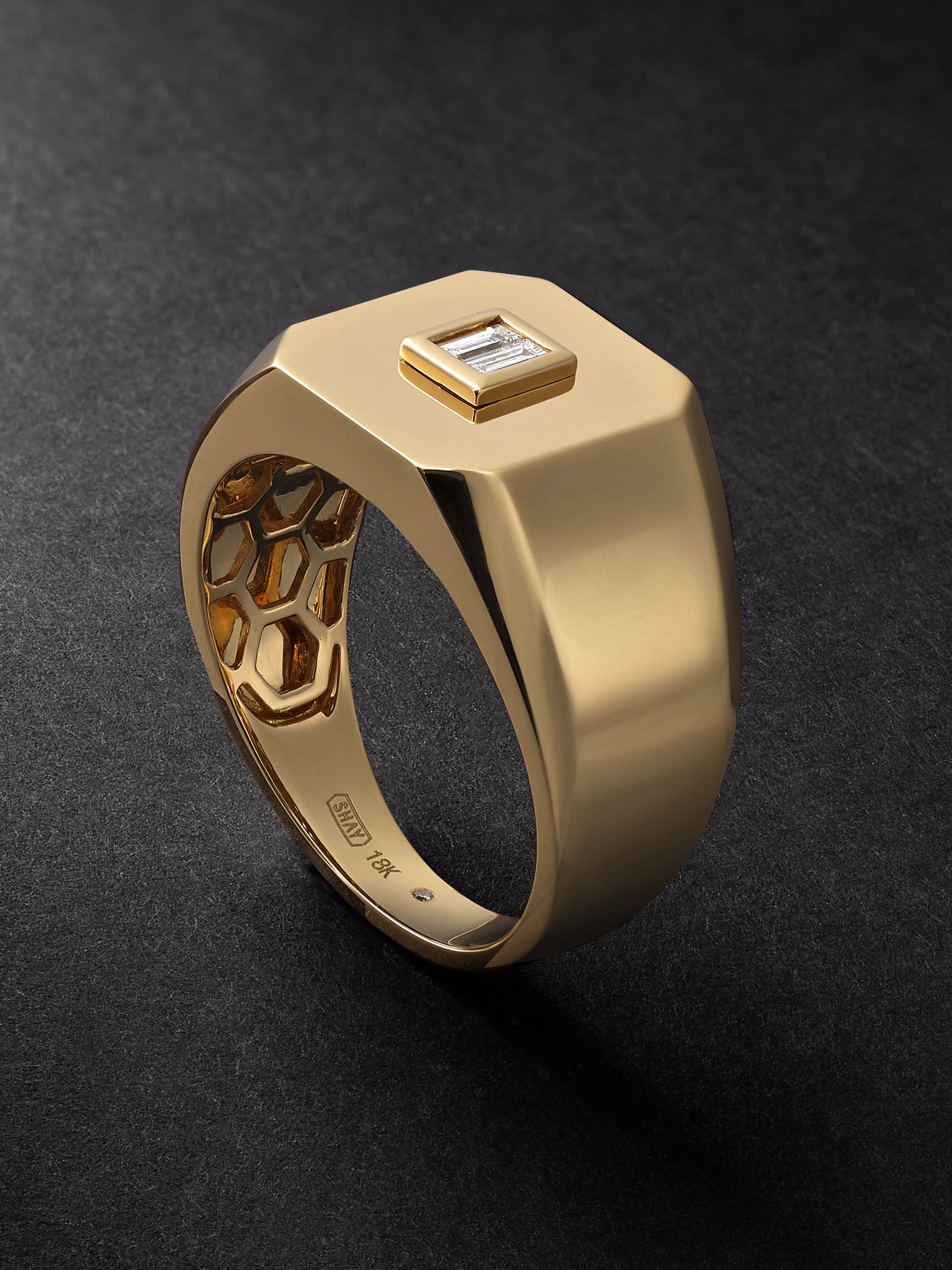SHAY Gold Diamond Signet Ring for Men | MR PORTER