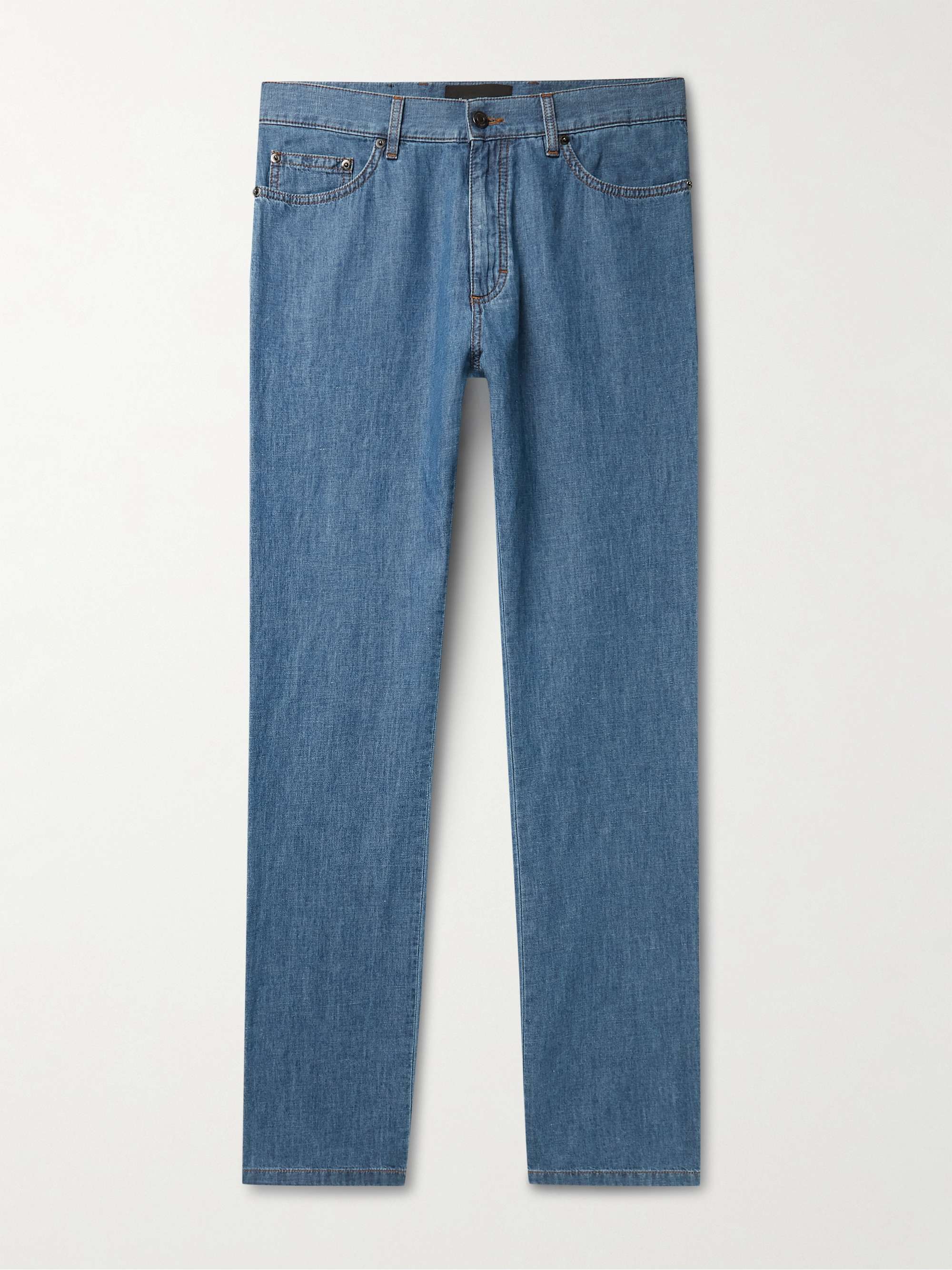 Straight-Leg Stone-Washed Jeans for | MR