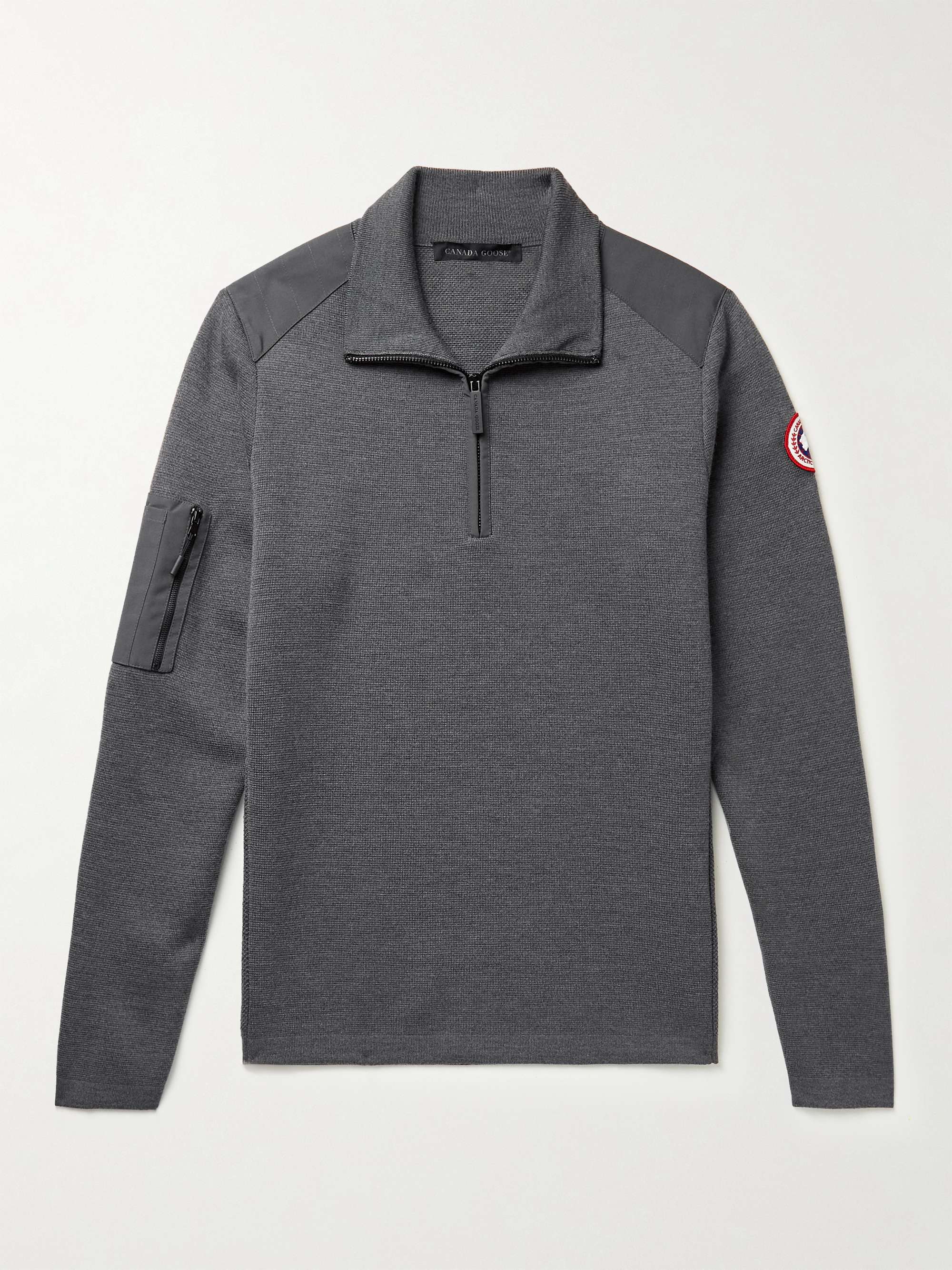 CANADA GOOSE Stormont Slim-Fit CORDURA-Trimmed Merino Wool Half-Zip Sweater  for Men | MR PORTER