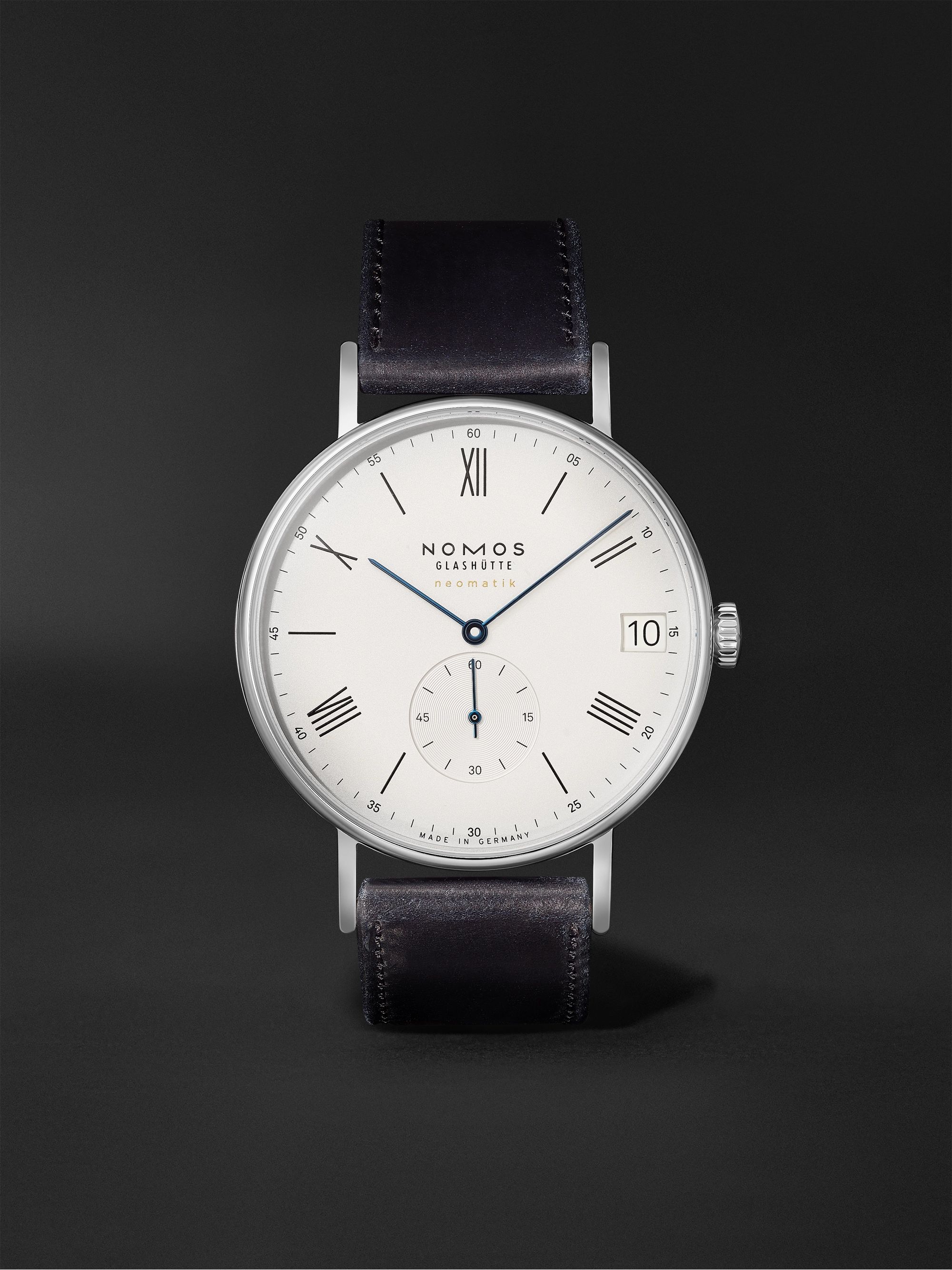 NOMOS GLASHÜTTE Ludwig Neomatik 41 Automatic 40.5mm Stainless Steel and  Leather Watch, Ref. No. 261 | MR PORTER