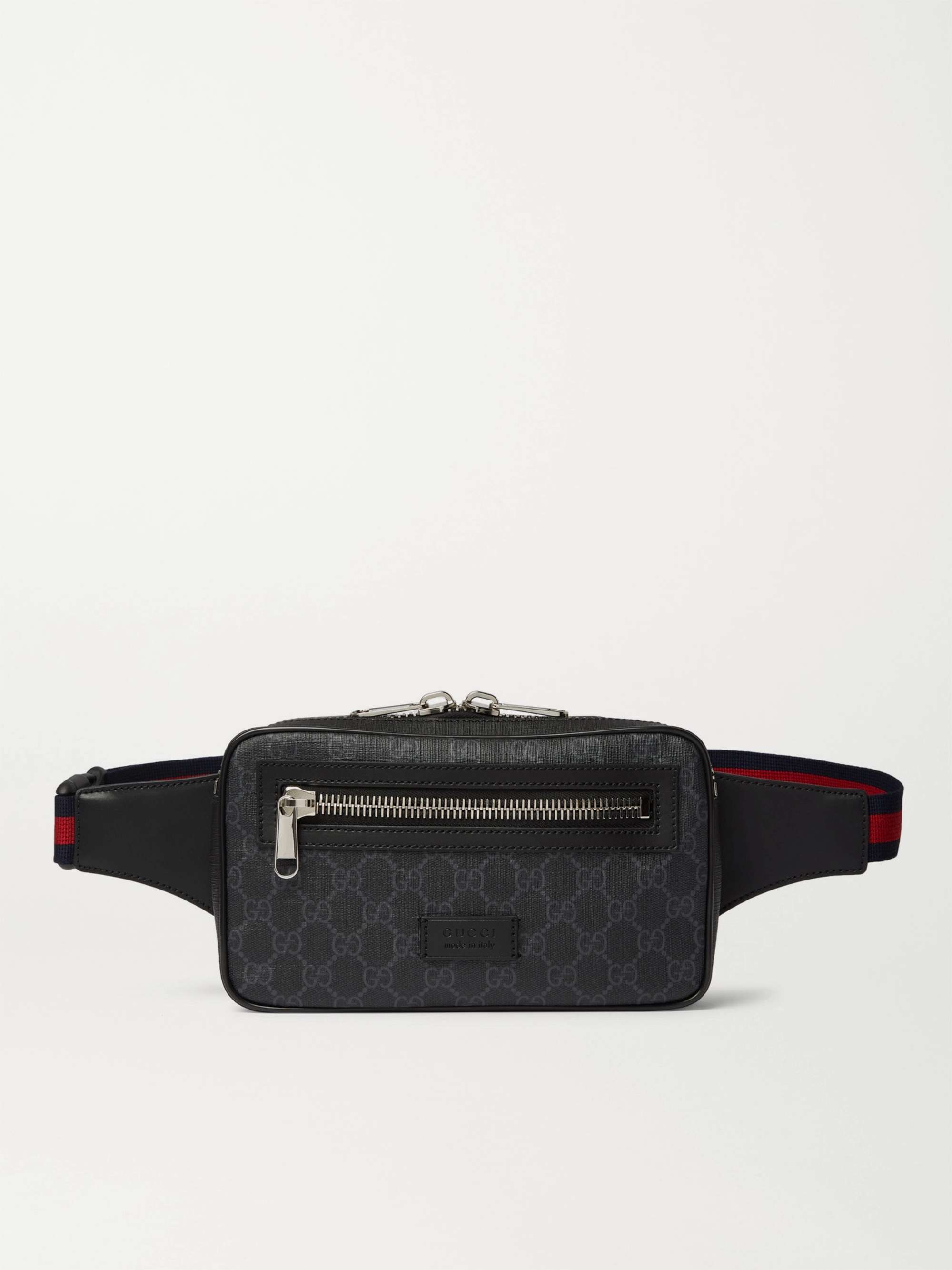 GUCCI Leather-Trimmed Monogrammed Coated-Canvas Belt Bag for Men | MR PORTER