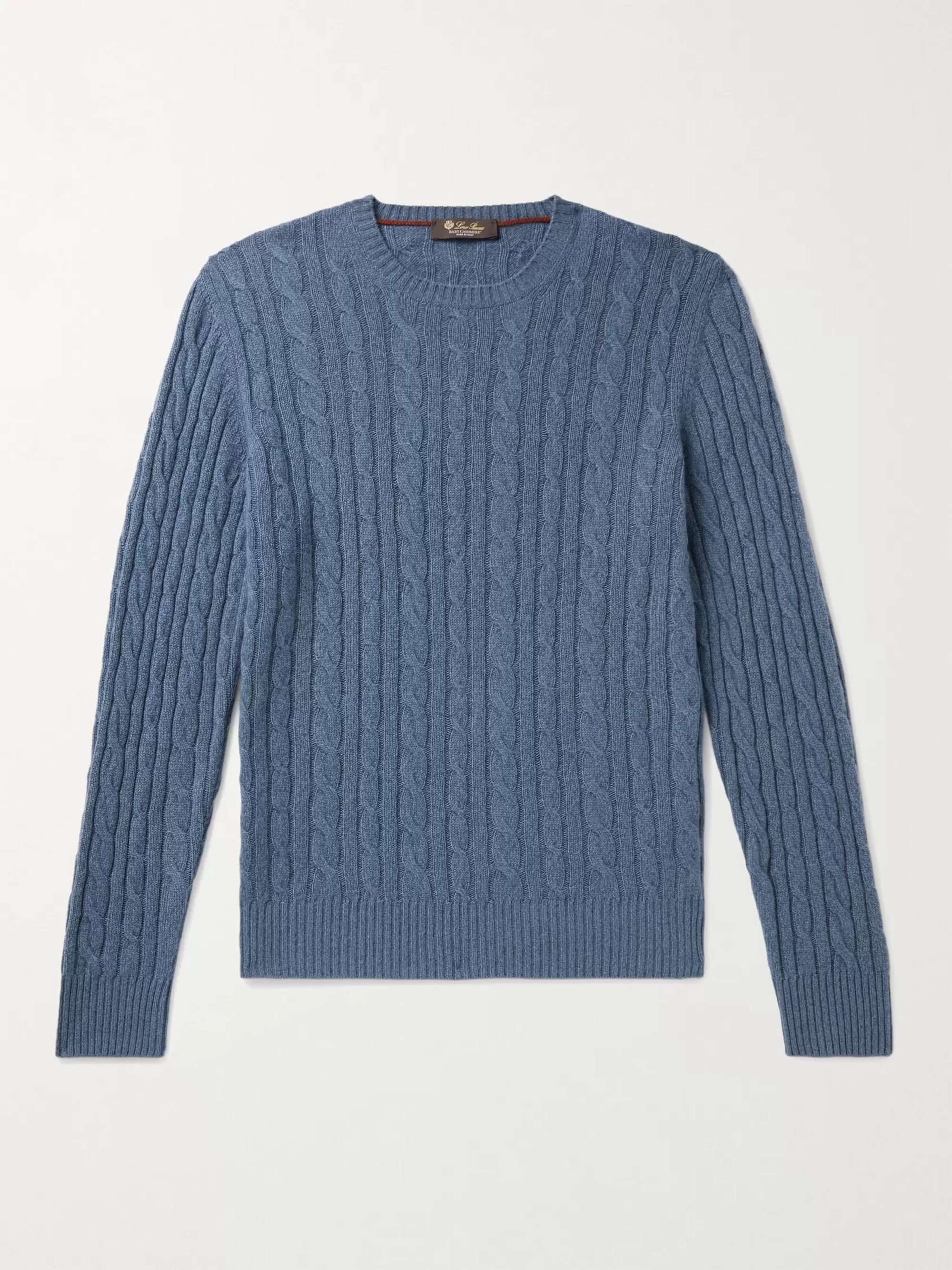 LORO PIANA Slim-Fit Cable-Knit Baby Cashmere Sweater for Men | MR
