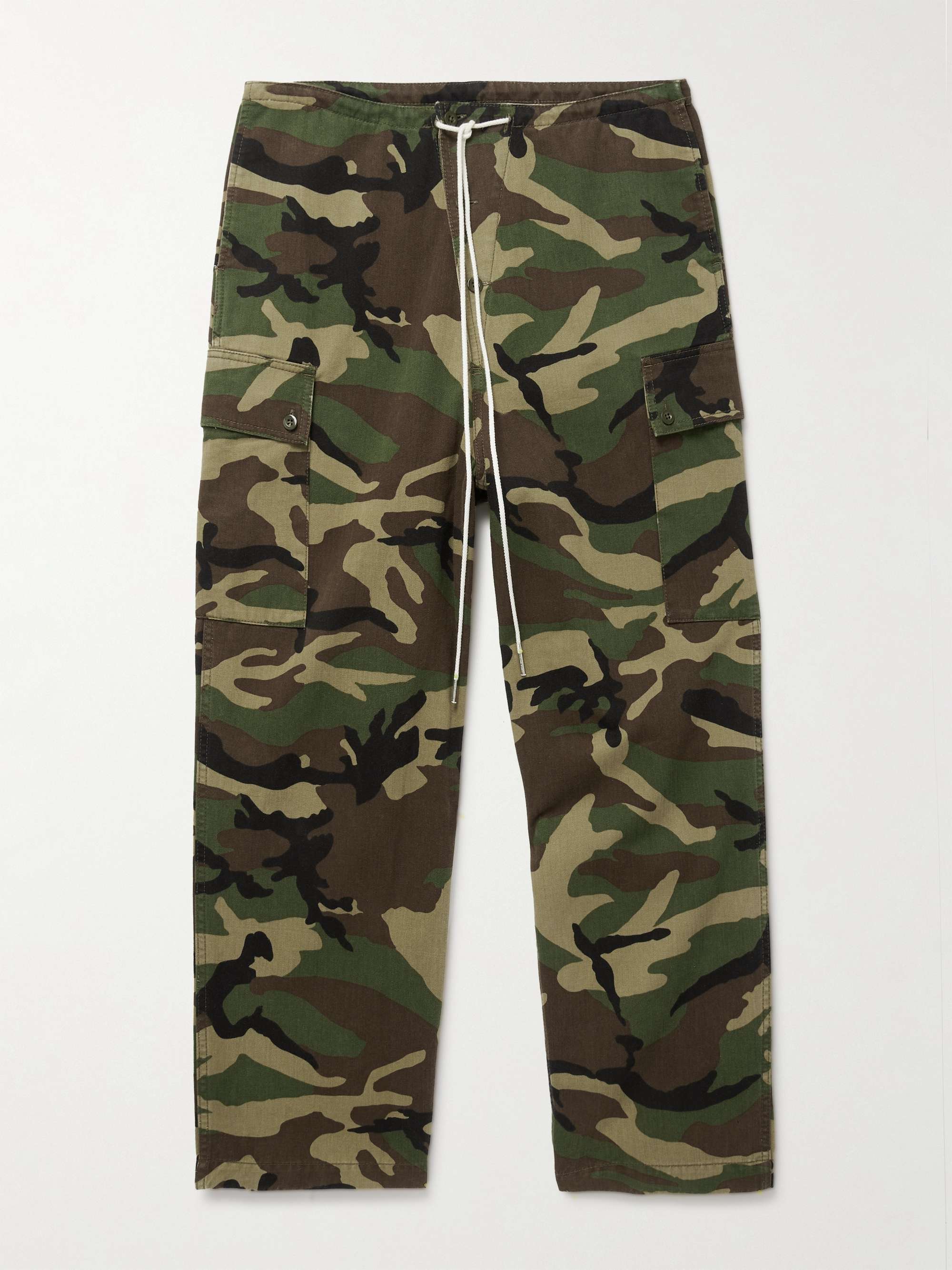 Green Camouflage-Print Cotton-Canvas Drawstring Trousers | CELINE HOMME |  MR PORTER