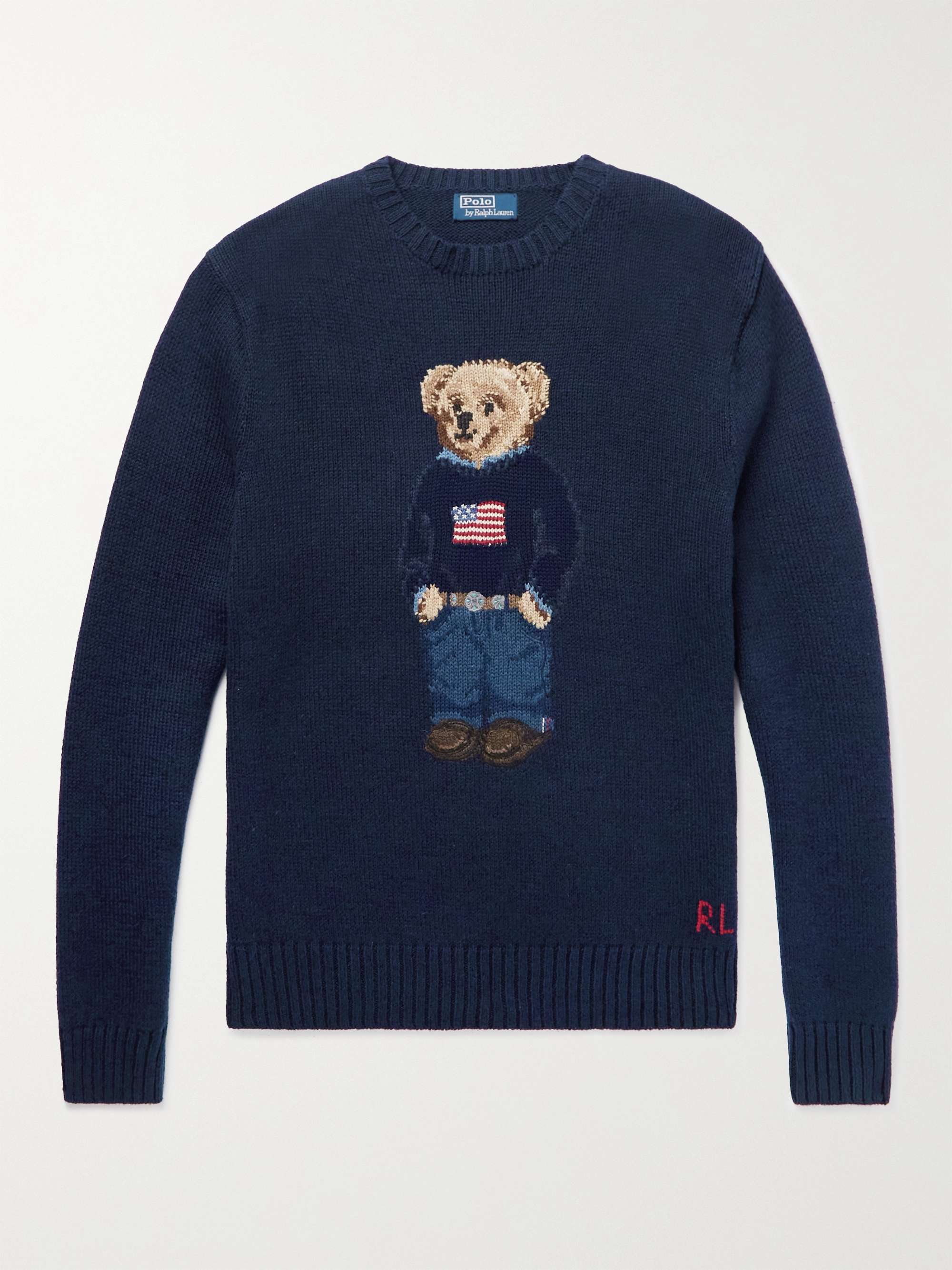 POLO RALPH LAUREN Logo-Embroidered Intarsia Cotton and Linen-Blend Sweater  | MR PORTER