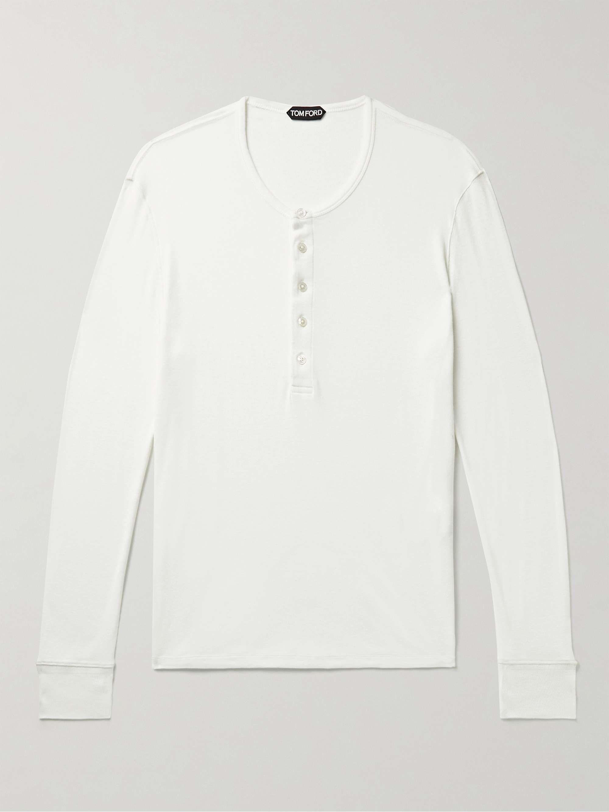 White Cotton and Modal-Blend Jersey Henley T-Shirt | TOM FORD | MR PORTER