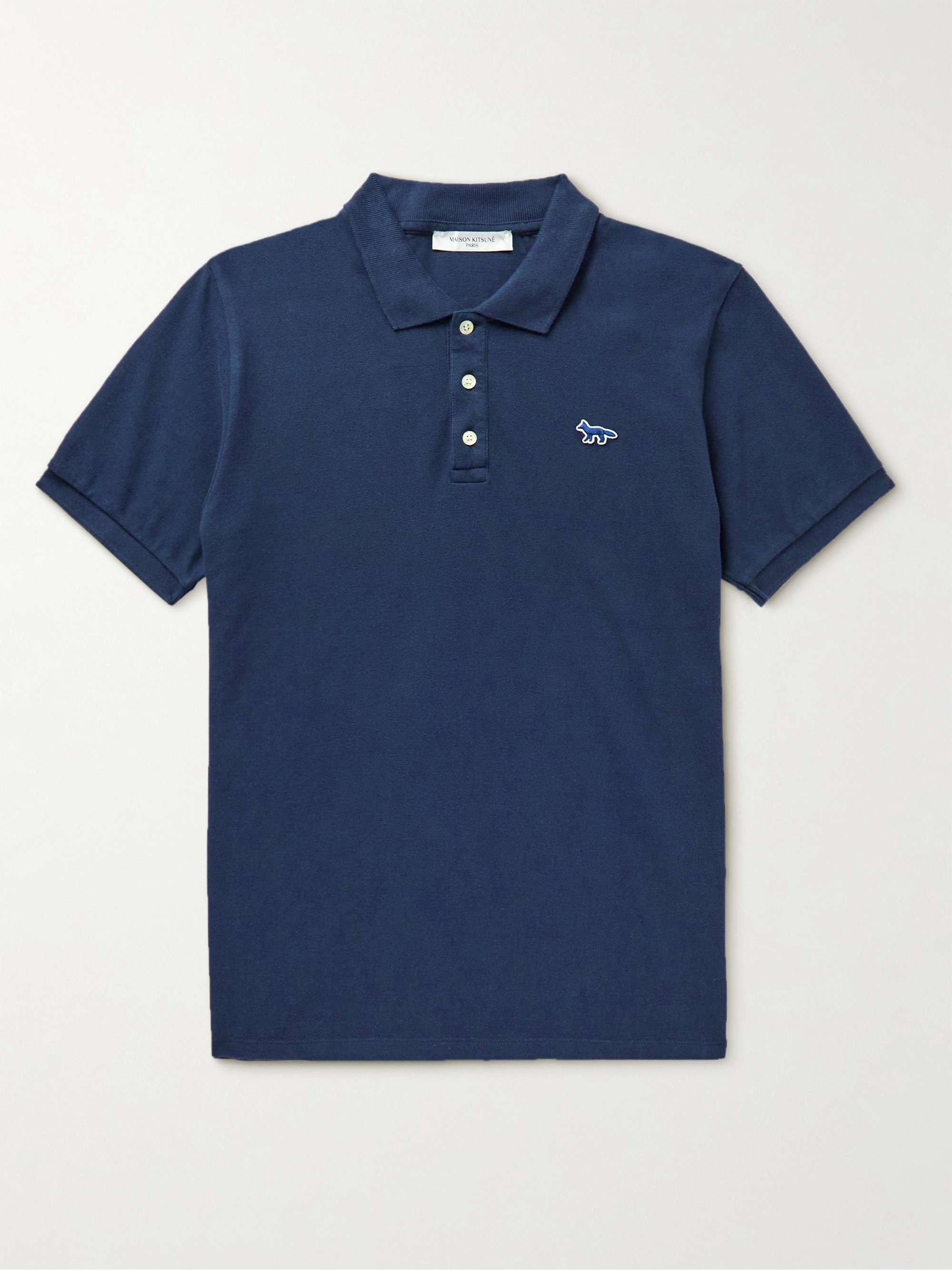 Navy Logo-Appliquéd Cotton-Piqué Polo Shirt | MAISON KITSUNÉ | MR PORTER