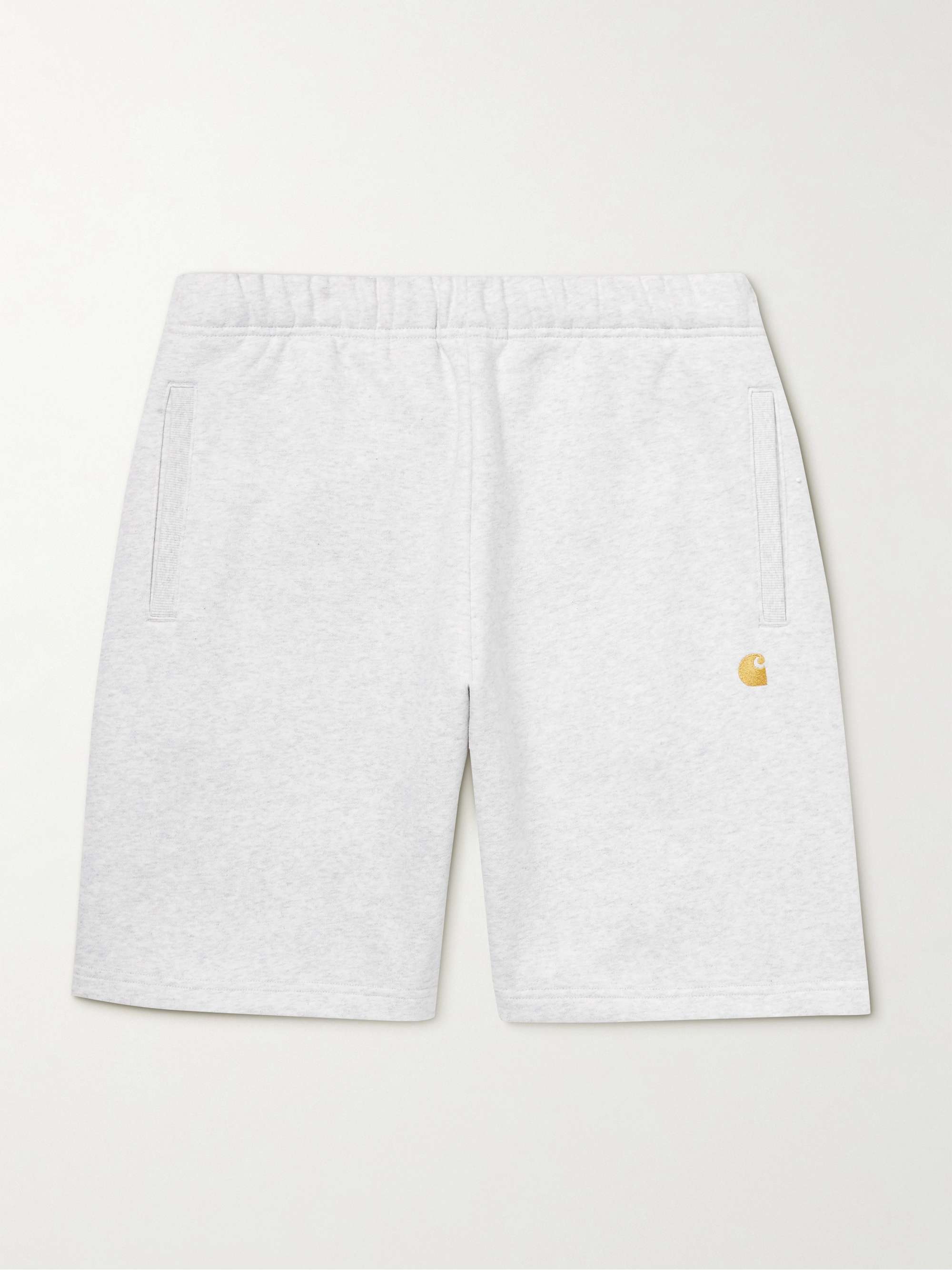 CARHARTT WIP Chase Straight-Leg Logo-Embroidered Cotton-Blend Jersey Shorts  | MR PORTER