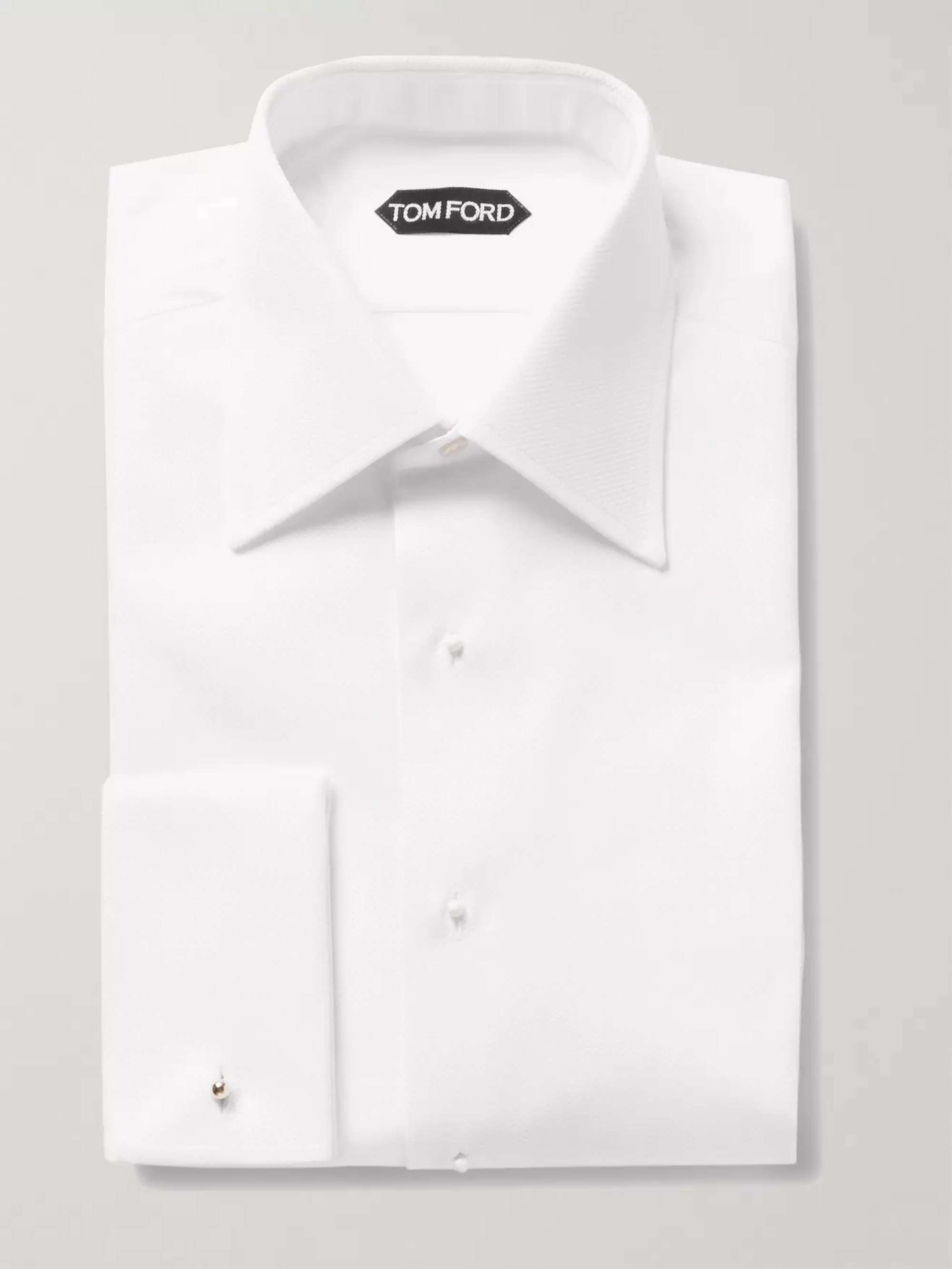 TOM FORD White Slim-Fit Bib-Front Double-Cuff Cotton Tuxedo Shirt | MR  PORTER