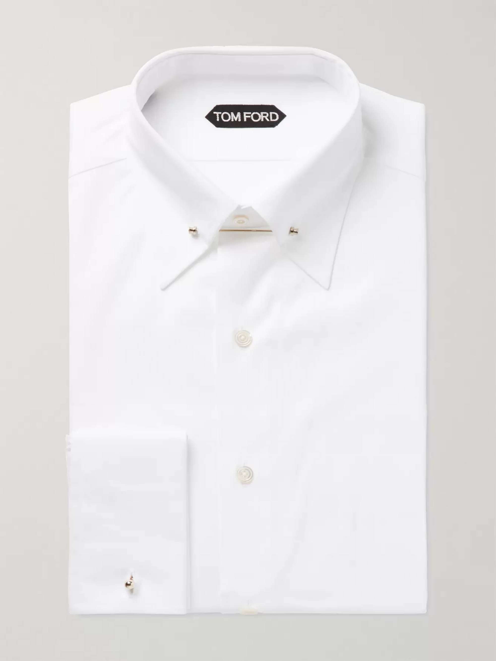 TOM FORD White Slim-Fit Pinned-Collar Double-Cuff Cotton-Poplin Shirt for  Men | MR PORTER