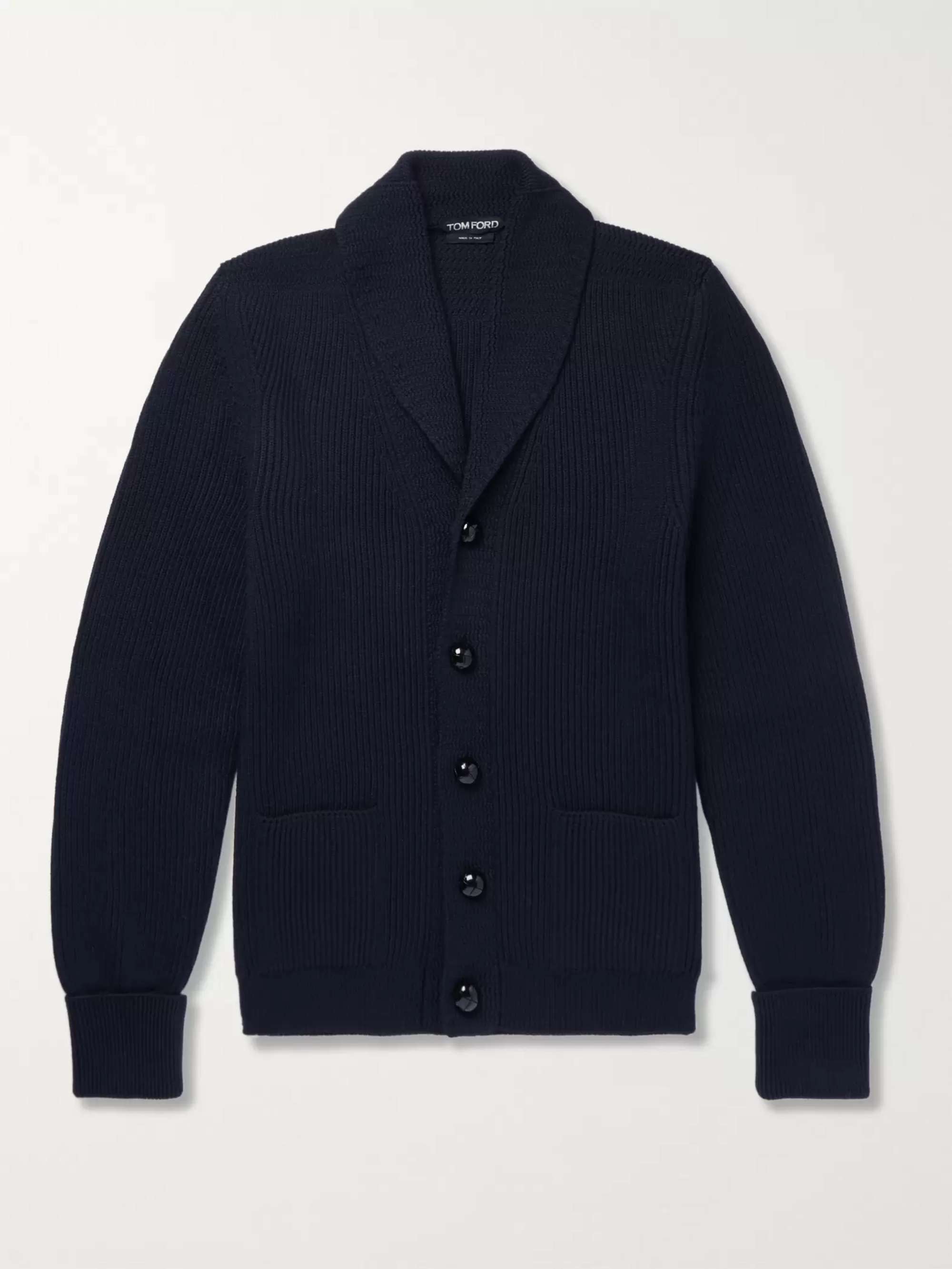 TOM FORD Shawl-Collar Ribbed Wool Cardigan for Men | MR PORTER