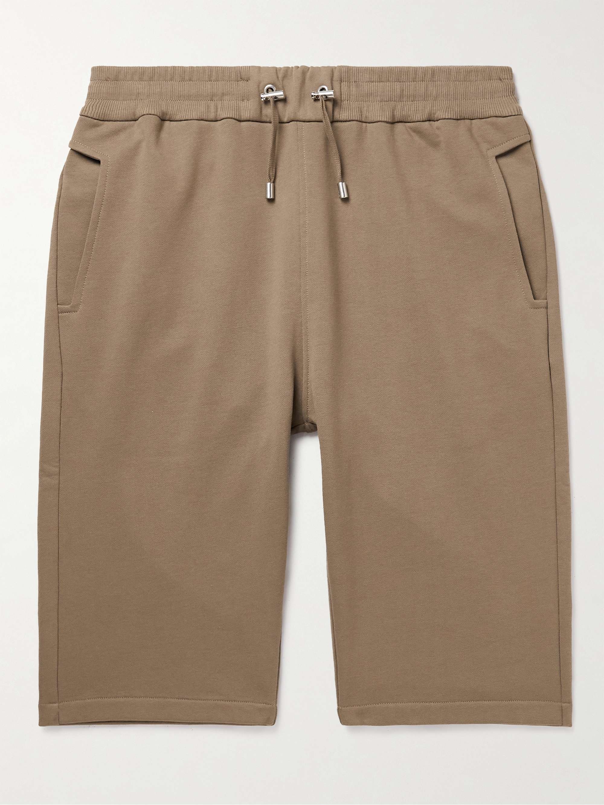 BALMAIN Slim-Fit Logo-Flocked Cotton-Jersey Drawstring Shorts for Men | MR  PORTER