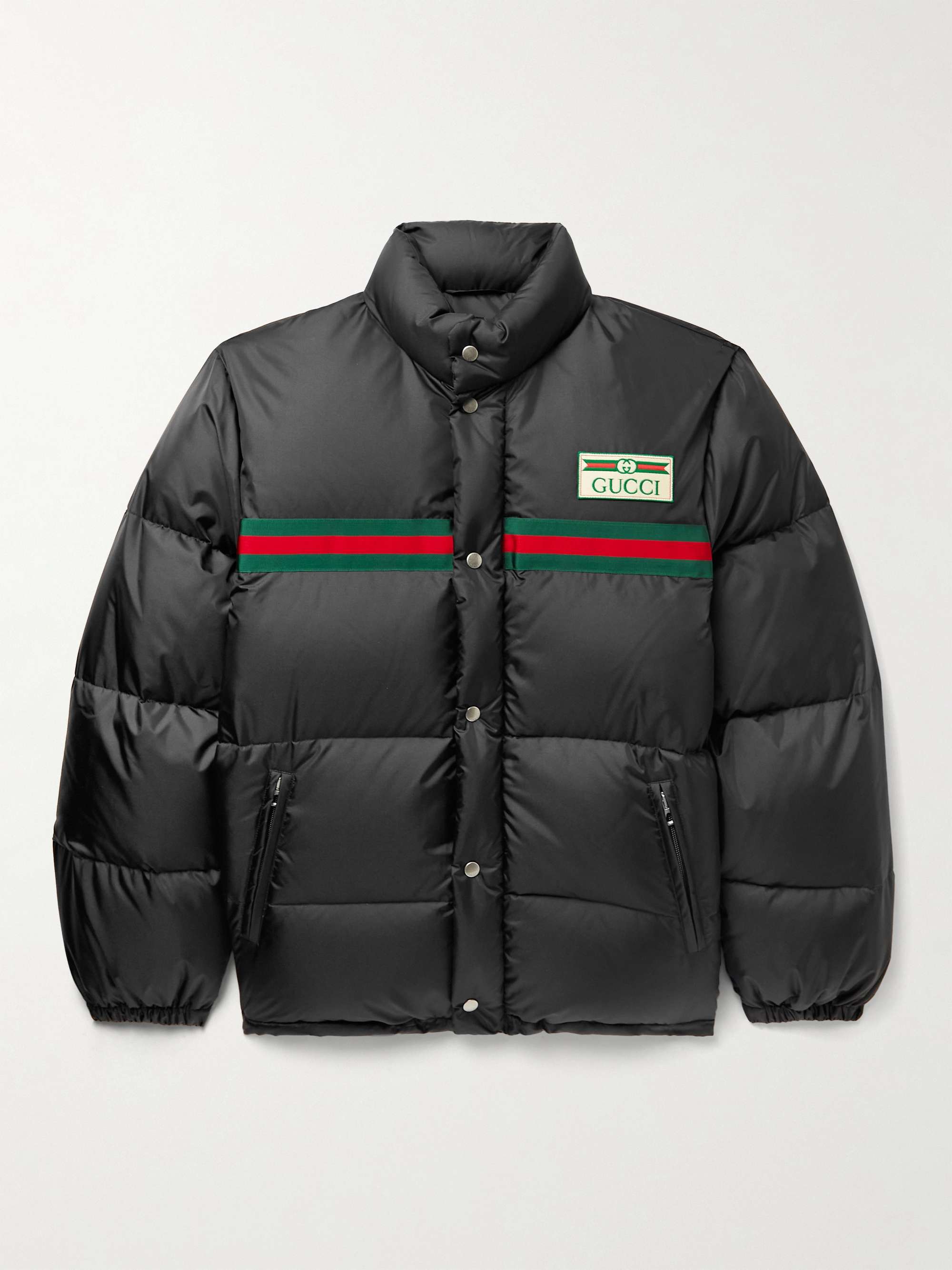 GUCCI Logo-Appliquéd Striped Quilted Shell Down Jacket | MR PORTER