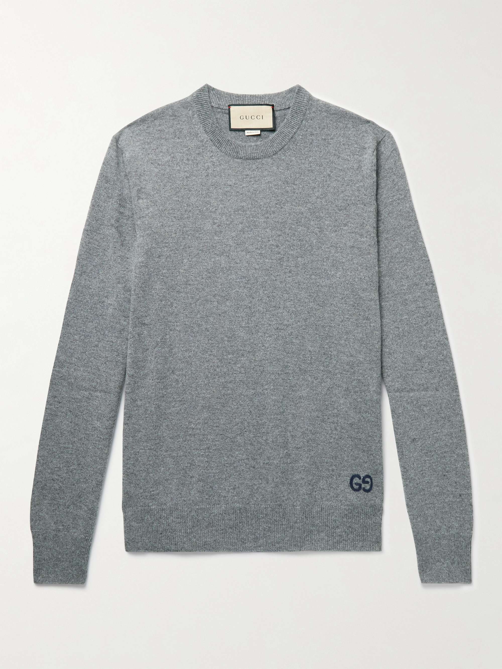GUCCI Logo-Embroidered Cashmere Sweater for Men | MR PORTER