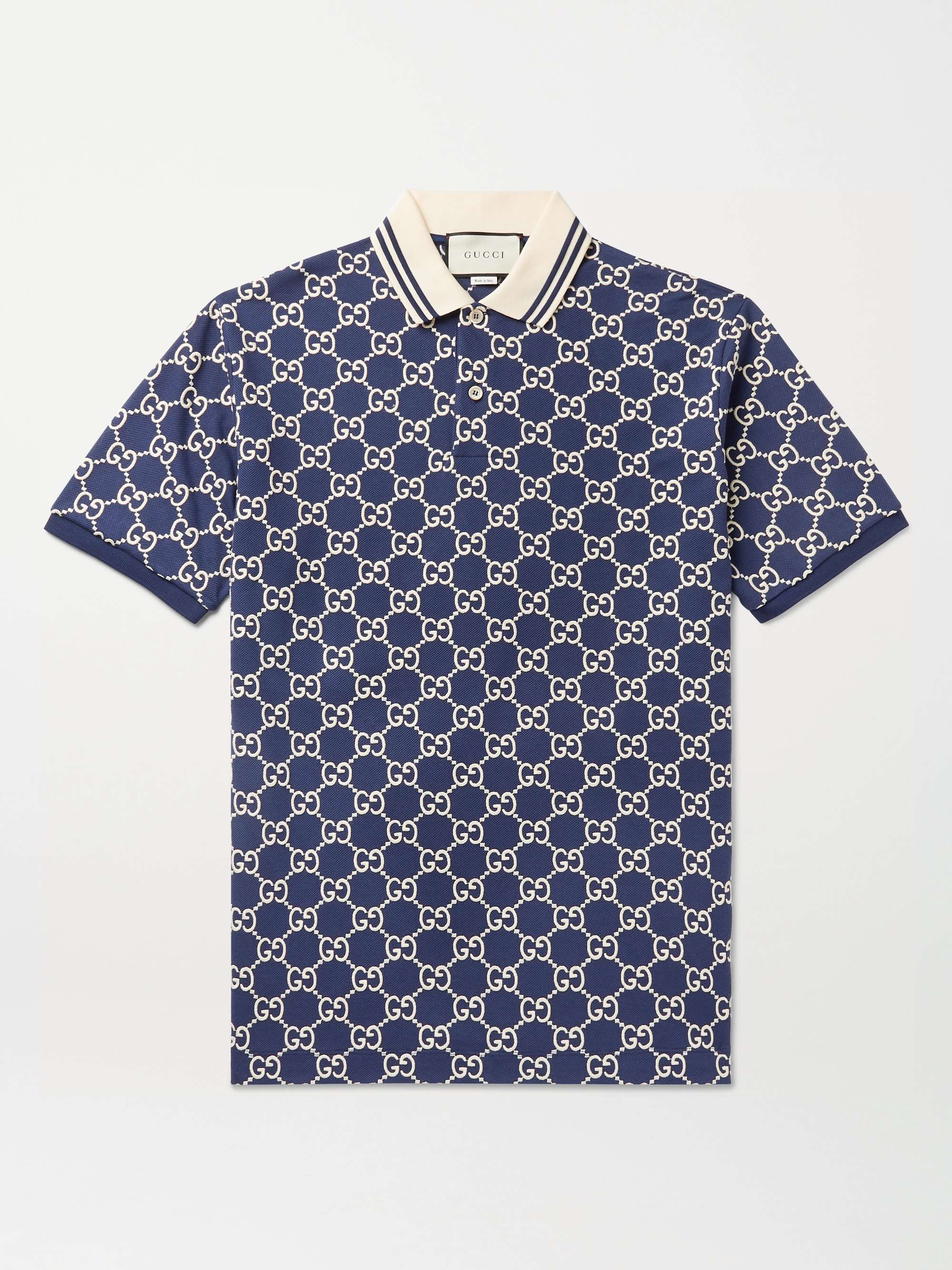 GUCCI Logo-Embroidered Cotton-Blend Piqué Polo Shirt | MR PORTER