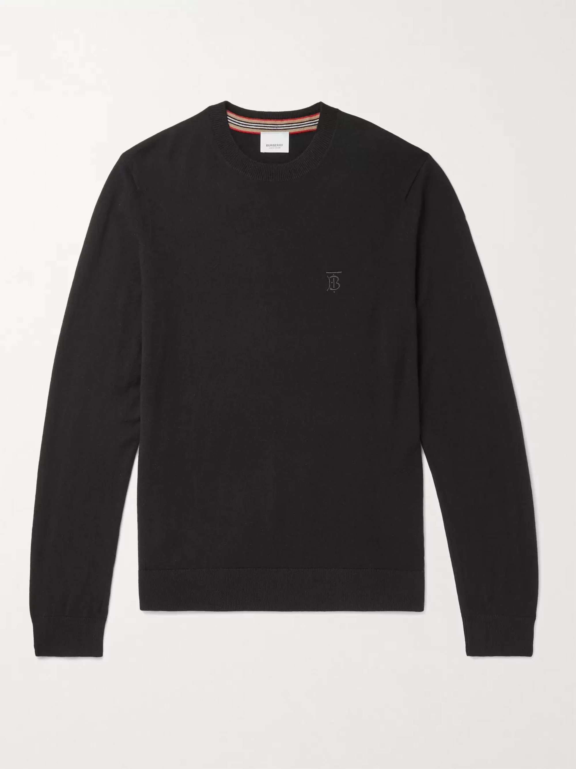 Black Logo-Embroidered Cashmere Sweater | BURBERRY | MR PORTER