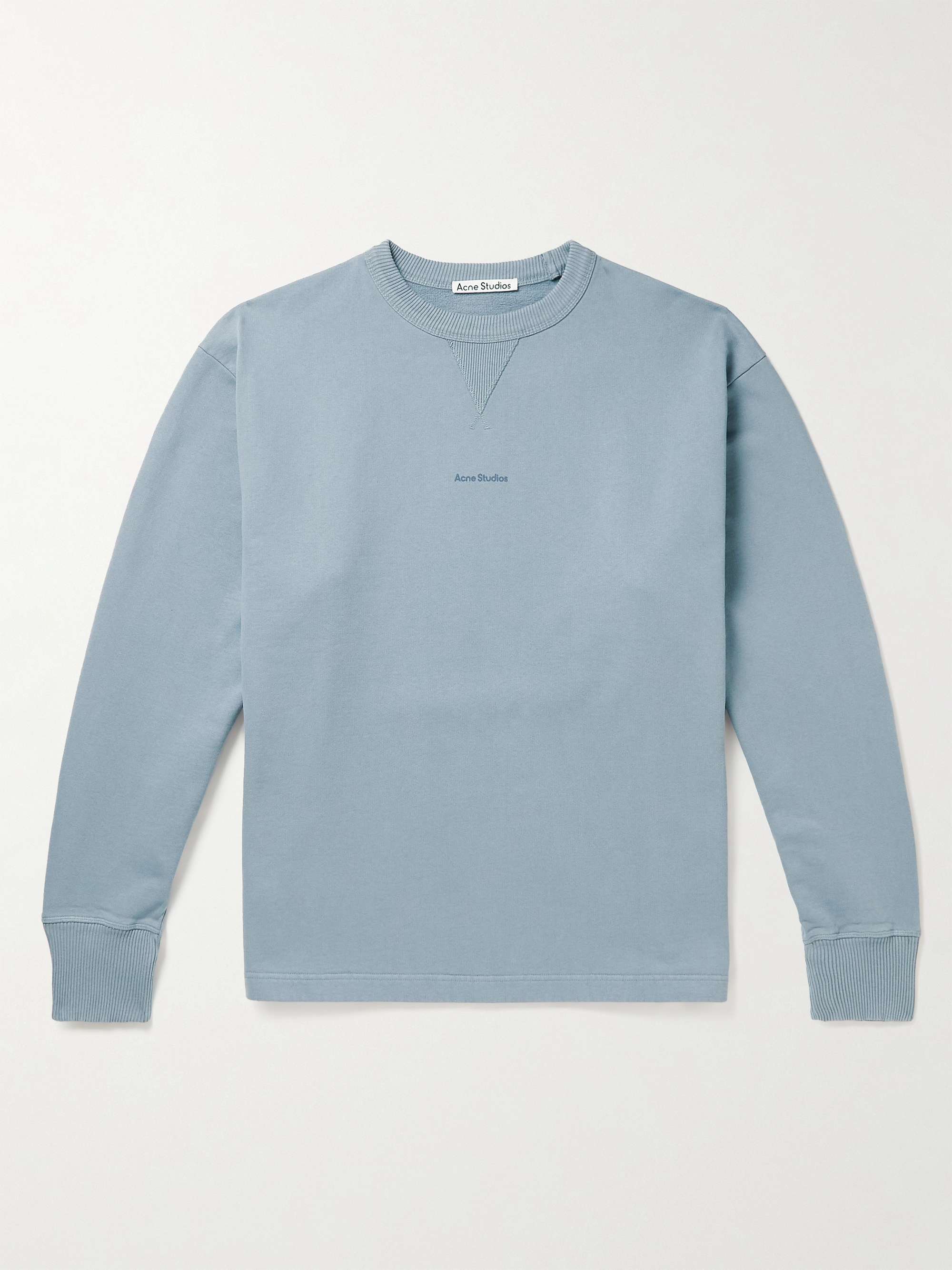 Light blue Logo-Print Cotton-Jersey Sweatshirt | ACNE STUDIOS | MR PORTER