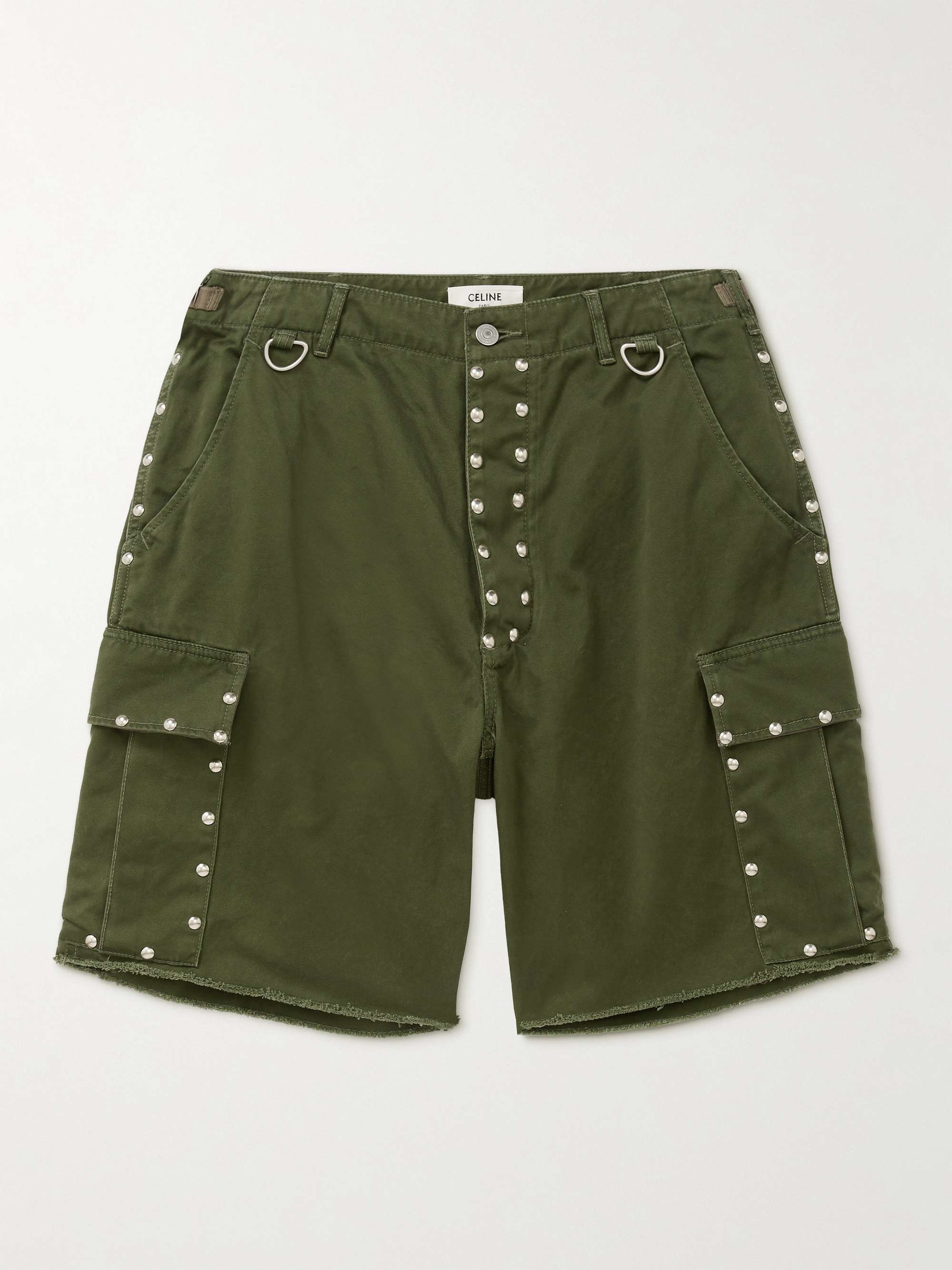 CELINE HOMME Straight-Leg Studded Cotton-Canvas Cargo Shorts | MR PORTER