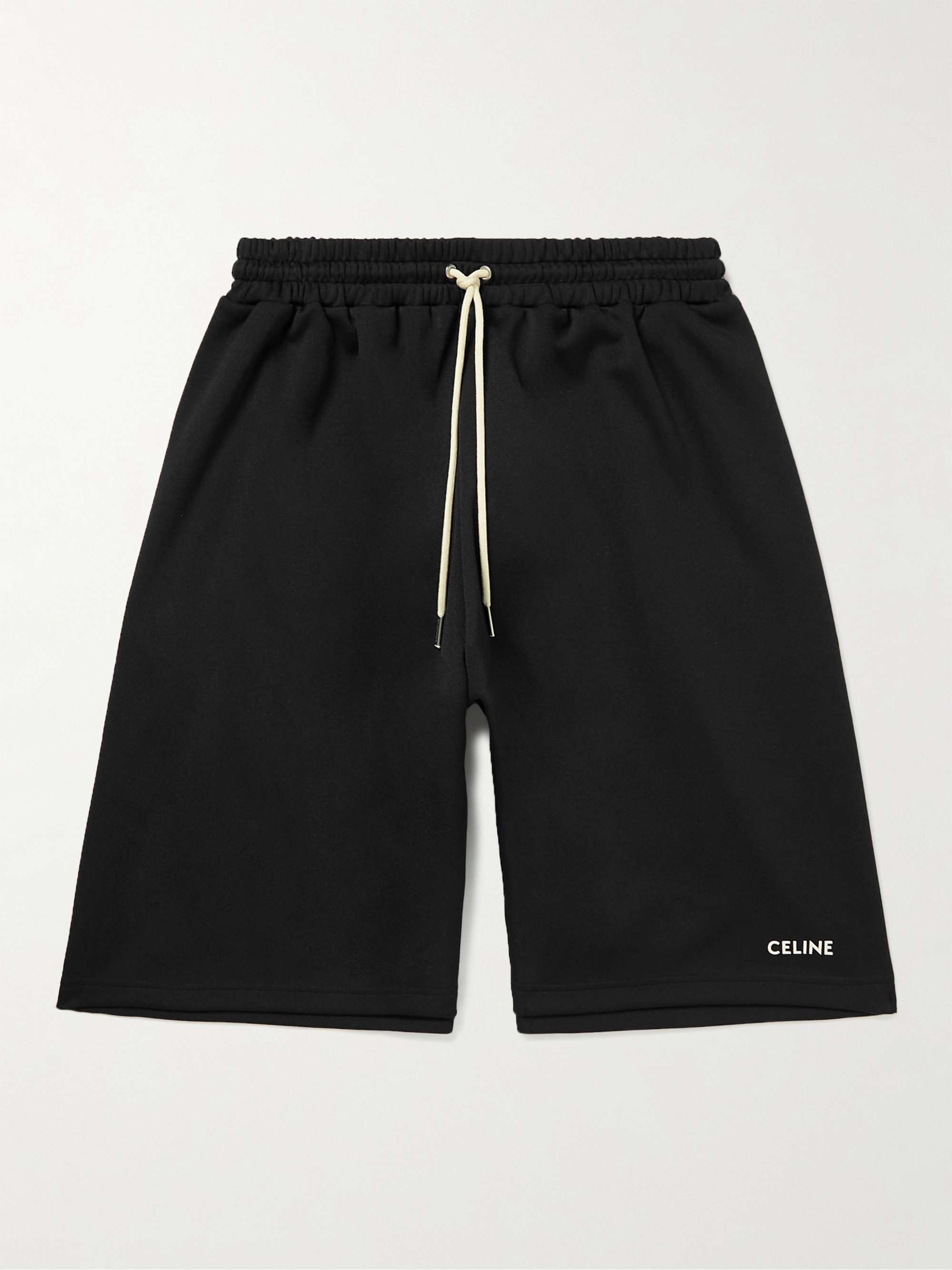 Celine Homme Wide-Leg logo-print Tech-Jersey Shorts - Men - Black Shorts - XL