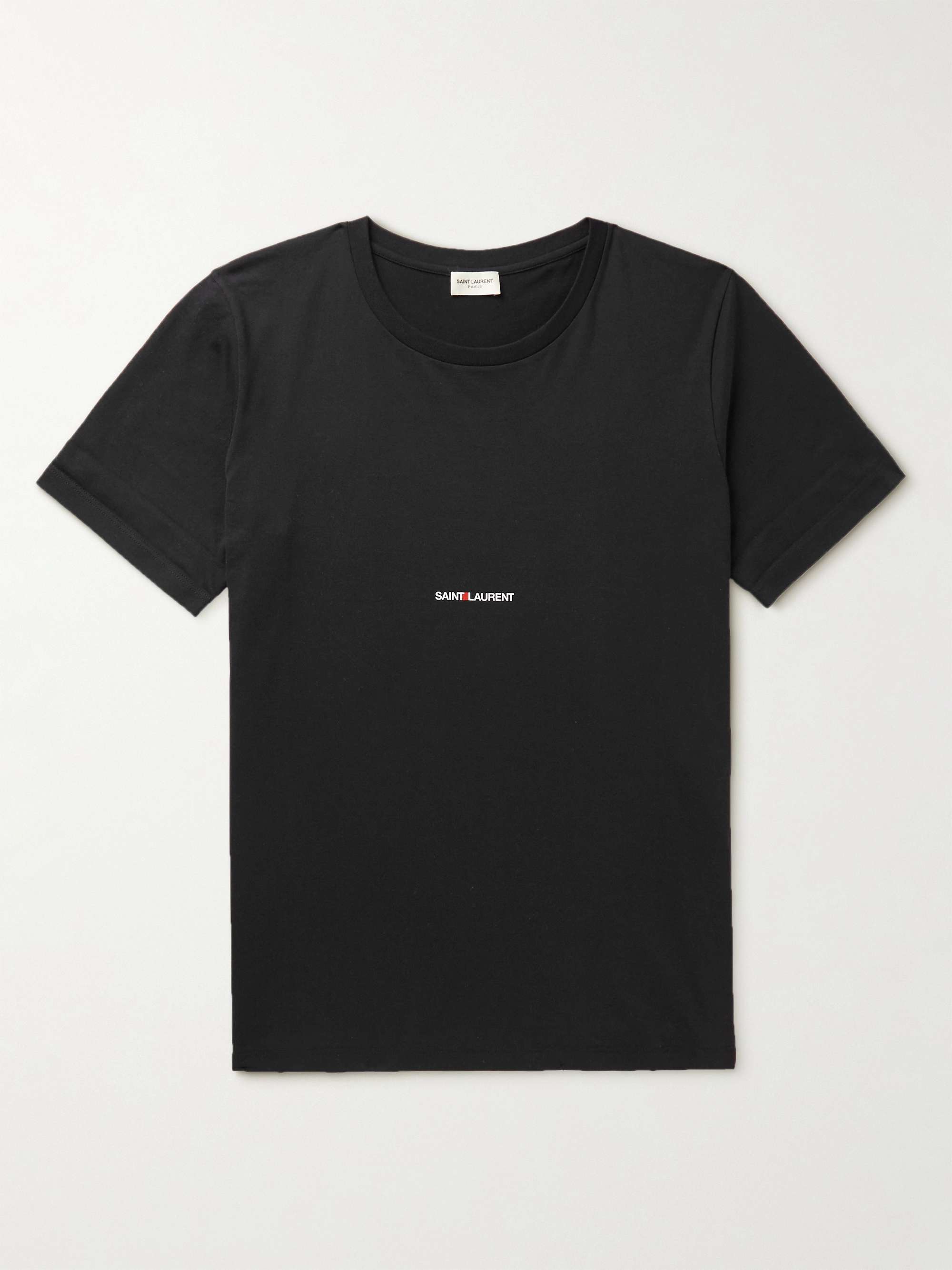 Black Logo-Print Cotton-Jersey T-Shirt | SAINT LAURENT | MR PORTER
