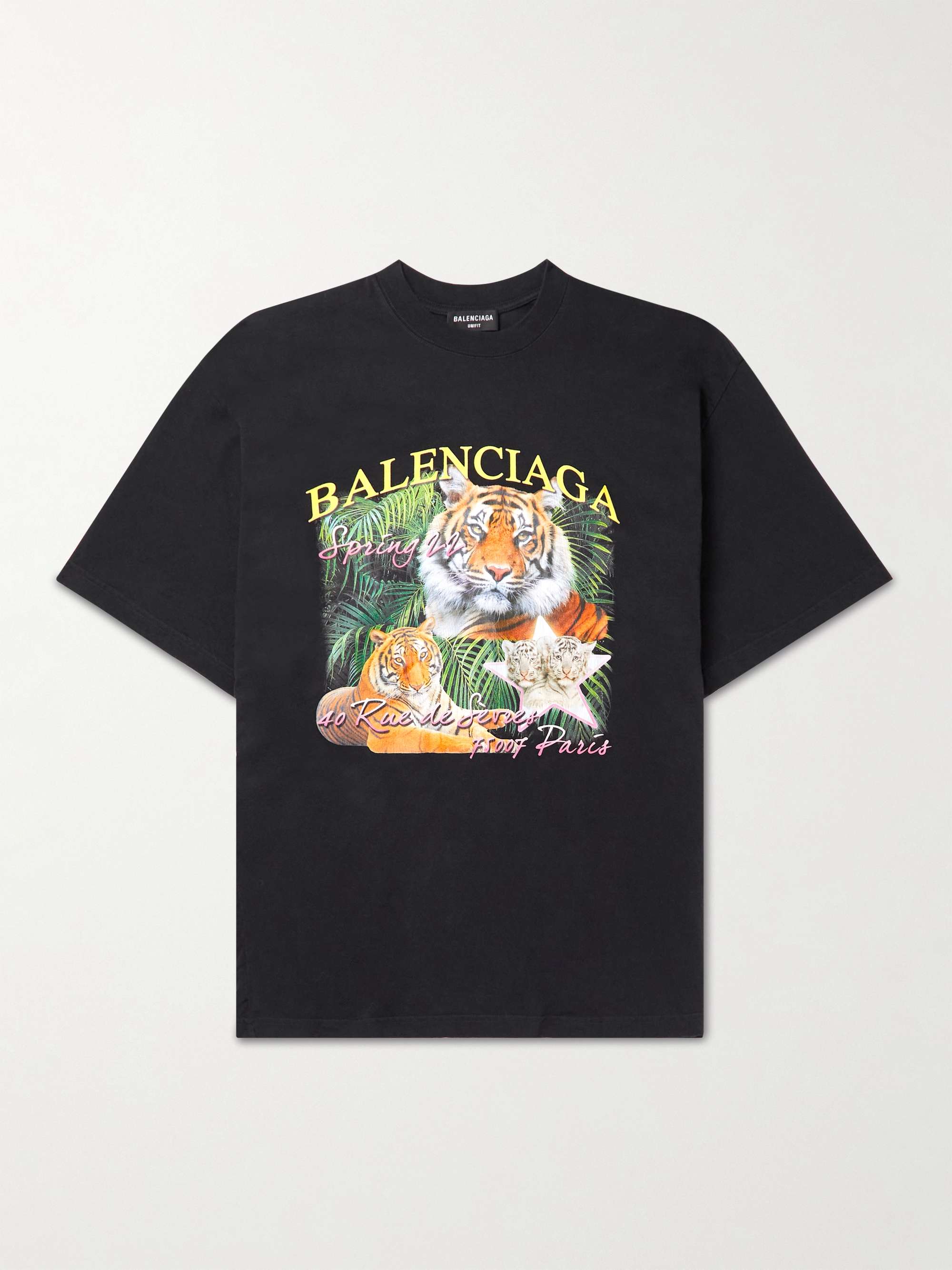 Black Oversized Printed Cotton-Jersey T-Shirt | BALENCIAGA | MR PORTER