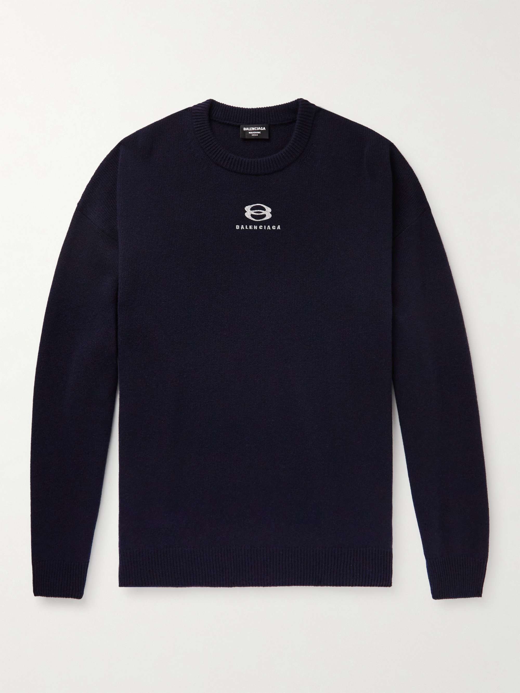 BALENCIAGA Logo-Embroidered Cashmere Sweater for Men | MR PORTER