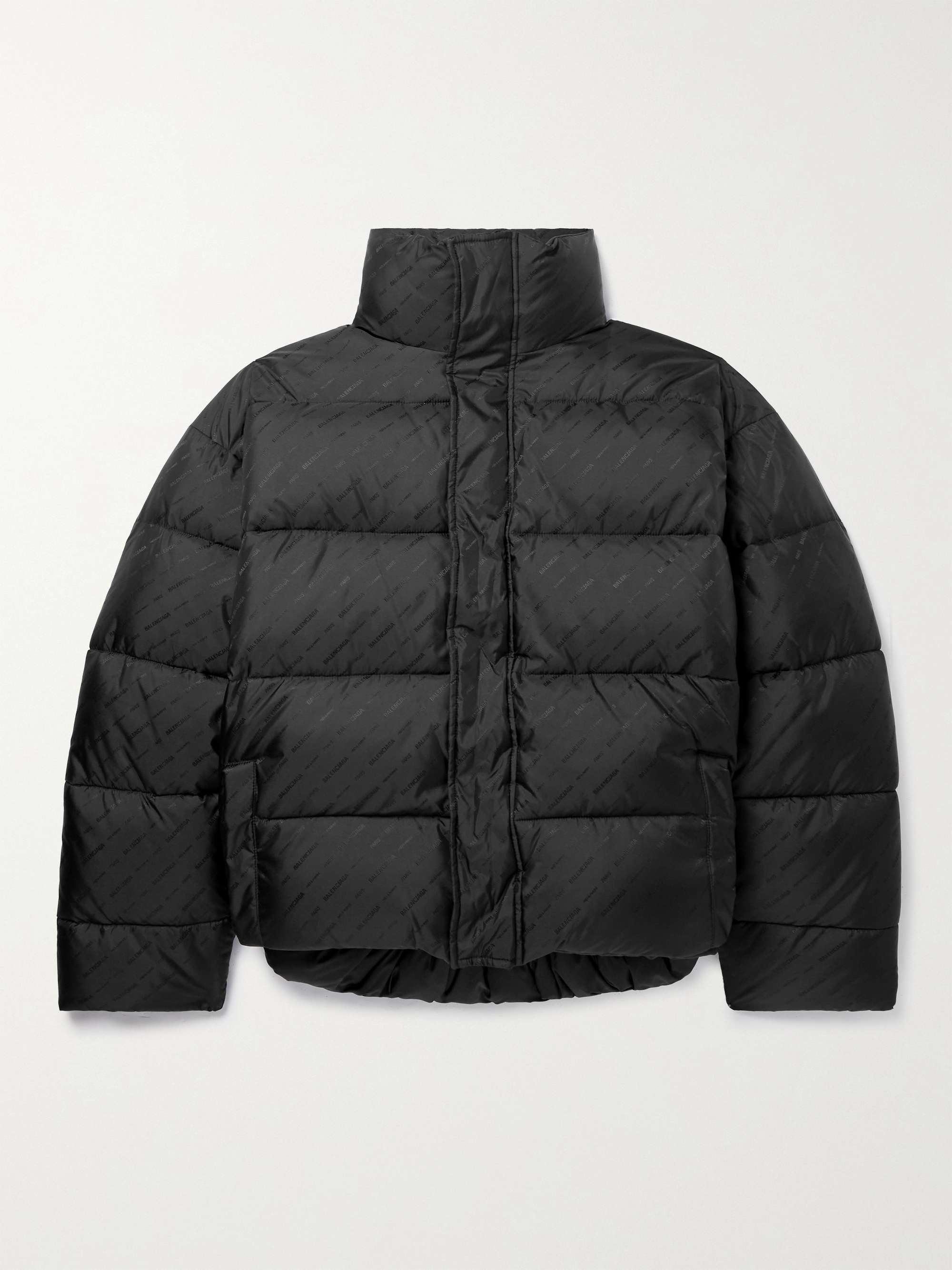 Black Oversized Quilted Logo-Jacquard Shell Jacket | BALENCIAGA | MR PORTER