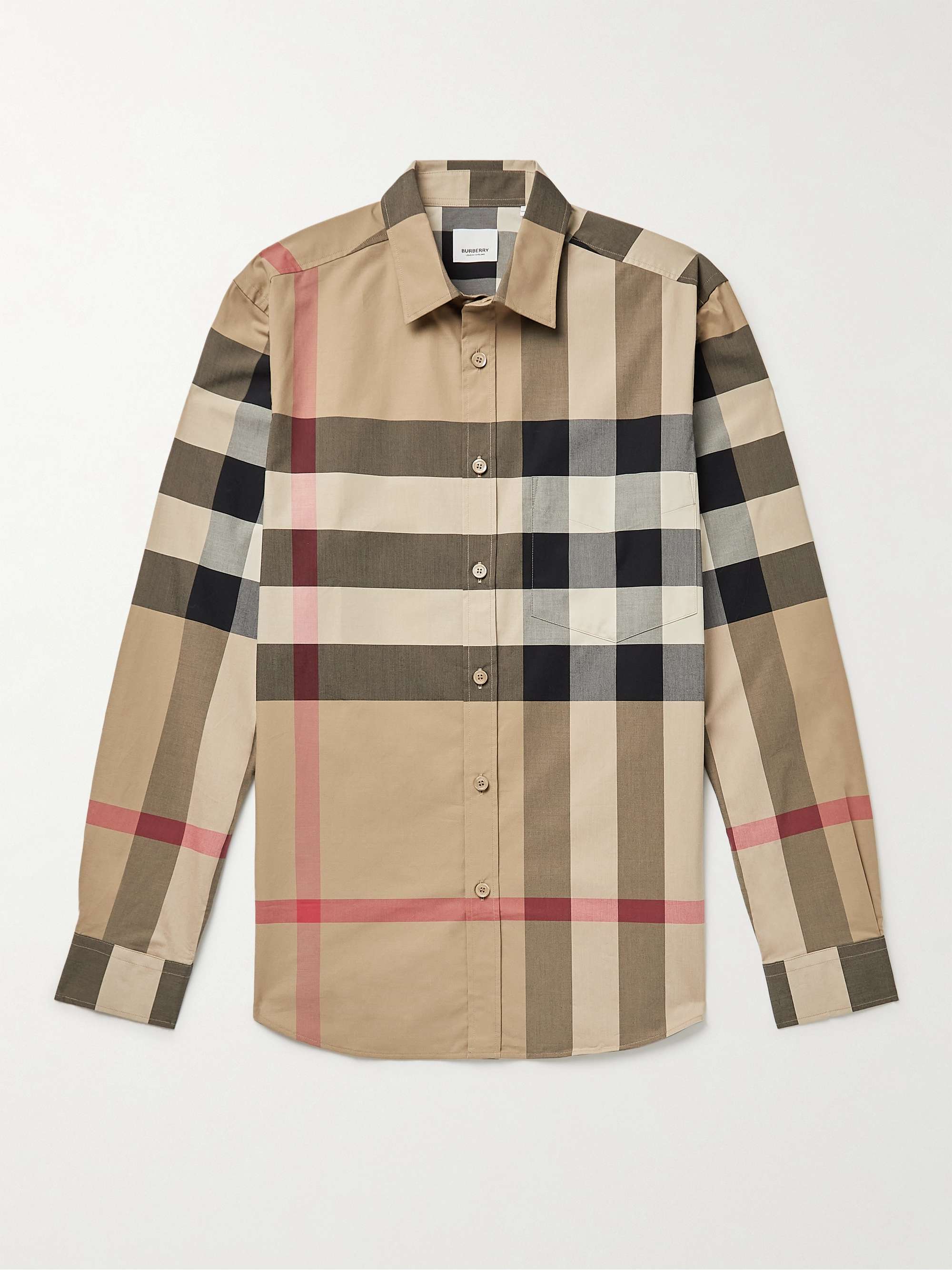 BURBERRY Slim-Fit Checked Cotton-Blend Poplin Shirt | MR PORTER