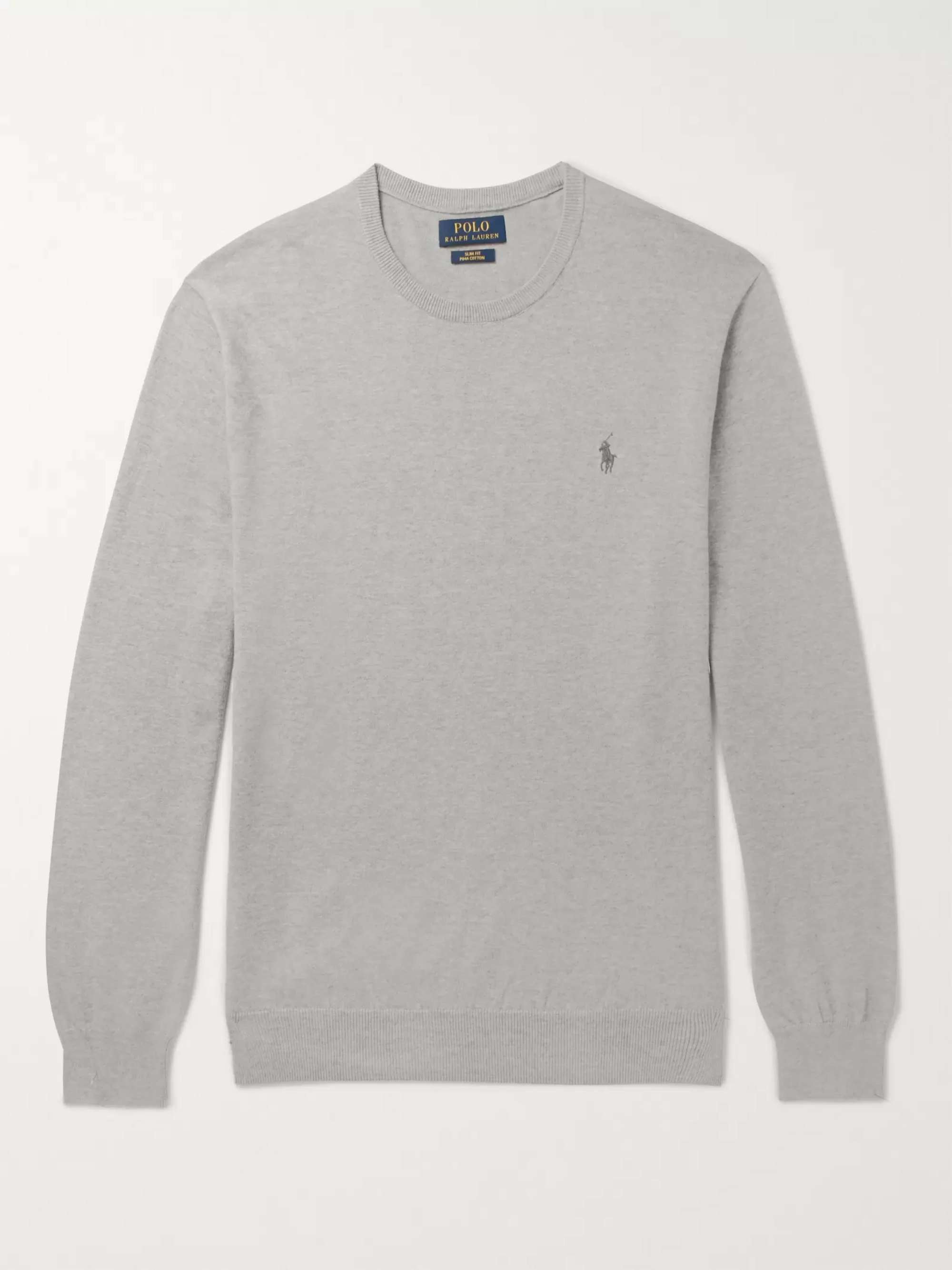 Gray Slim-Fit Pima Cotton Sweater | POLO RALPH LAUREN | MR PORTER