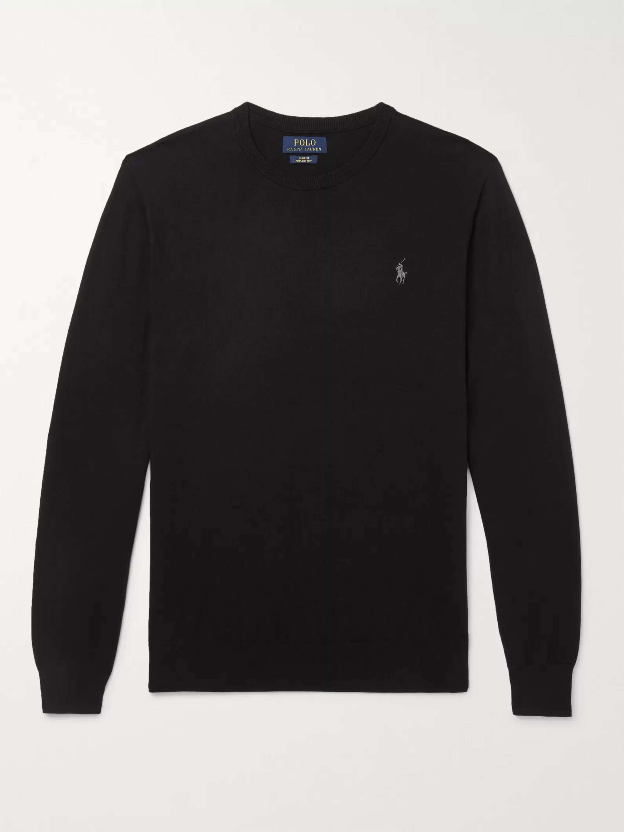 Black Slim-Fit Pima Cotton Sweater | POLO RALPH LAUREN | MR PORTER