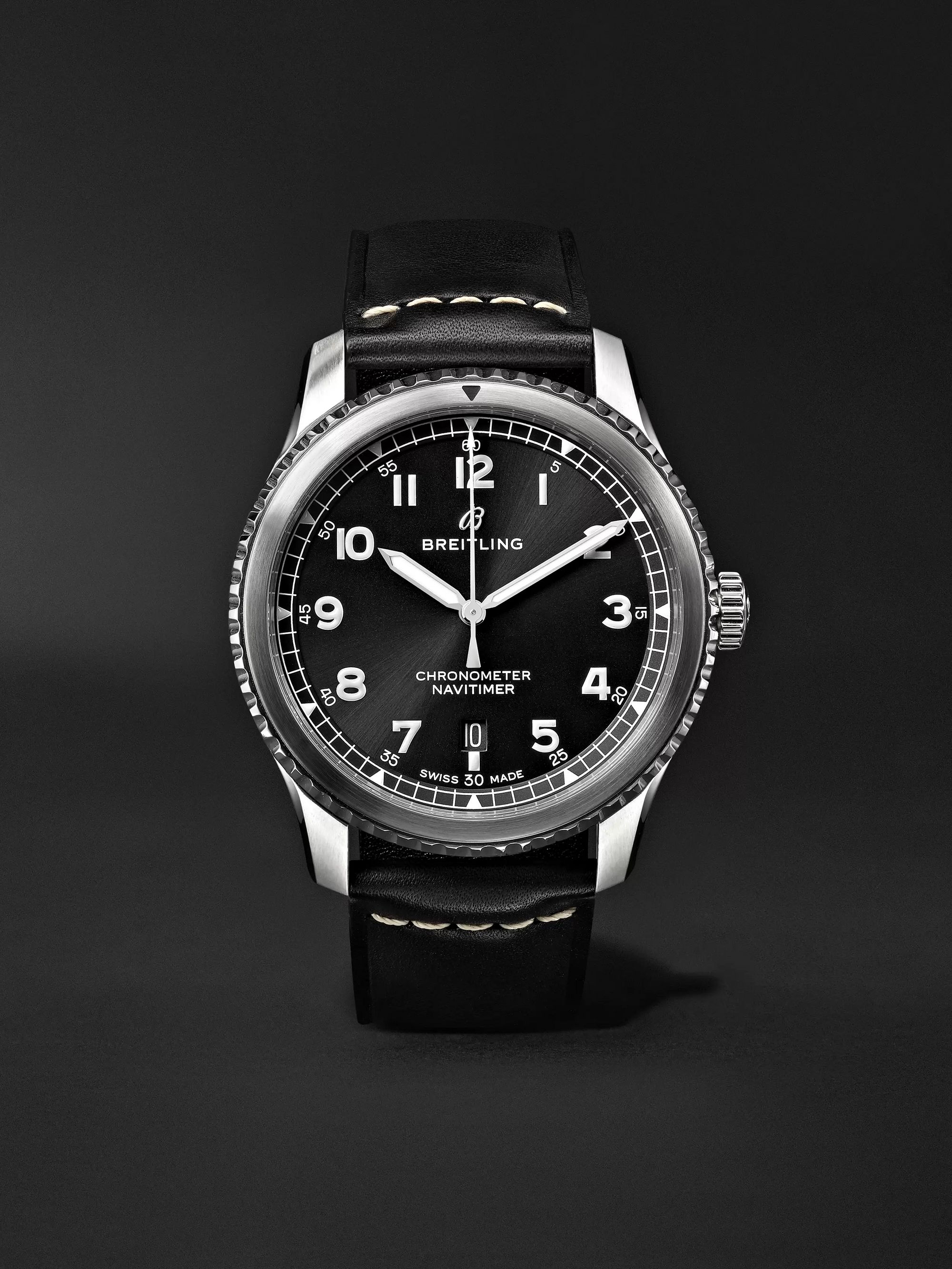 Black Navitimer 8 Automatic 41mm Steel and Leather Watch, Ref. No.  A17314101B1X1 | BREITLING | MR PORTER