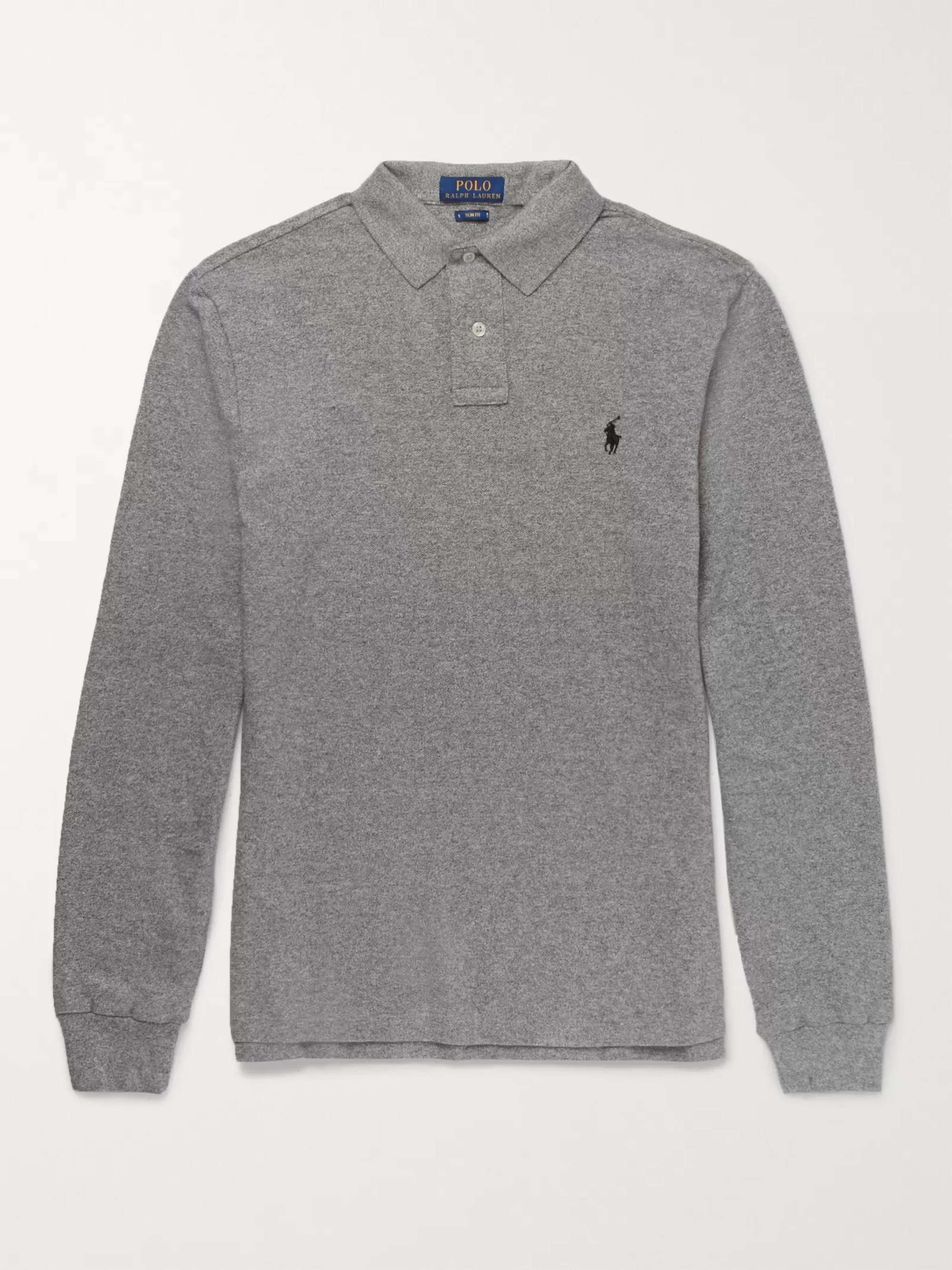POLO RALPH LAUREN Slim-Fit Mélange Cotton-Piqué Polo Shirt for Men | MR  PORTER