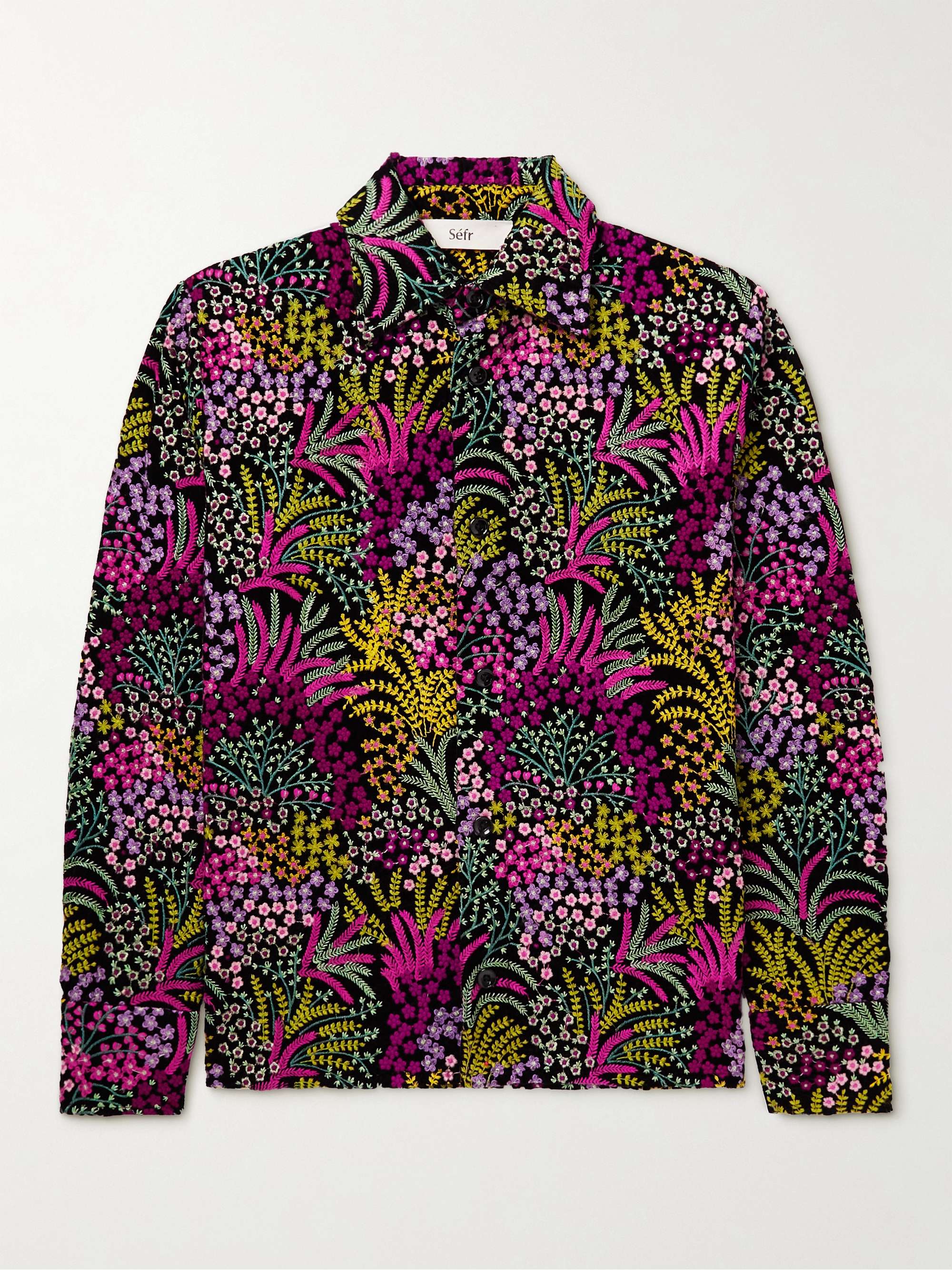 SÉFR Halva Embroidered Velvet Overshirt for Men | MR PORTER