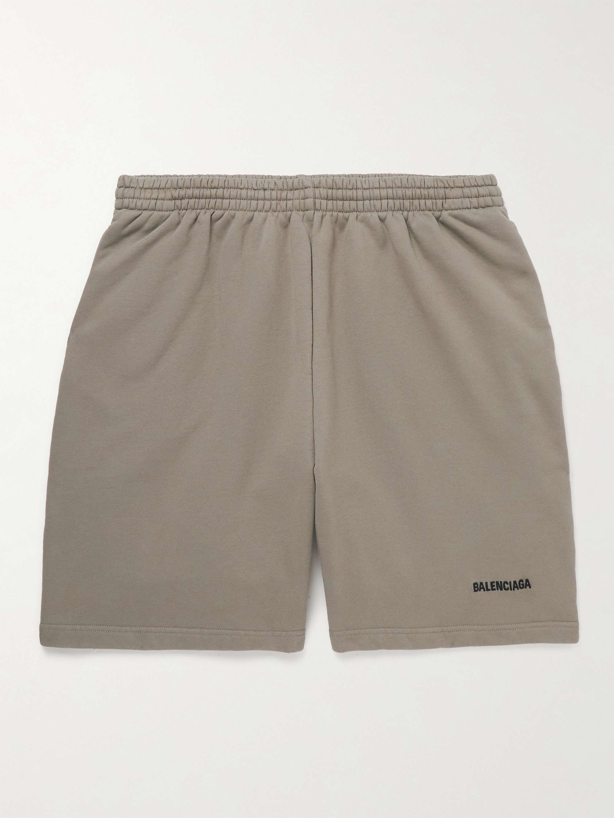 BALENCIAGA Wide-Leg Logo-Embroidered Cotton-Jersey Shorts | MR PORTER
