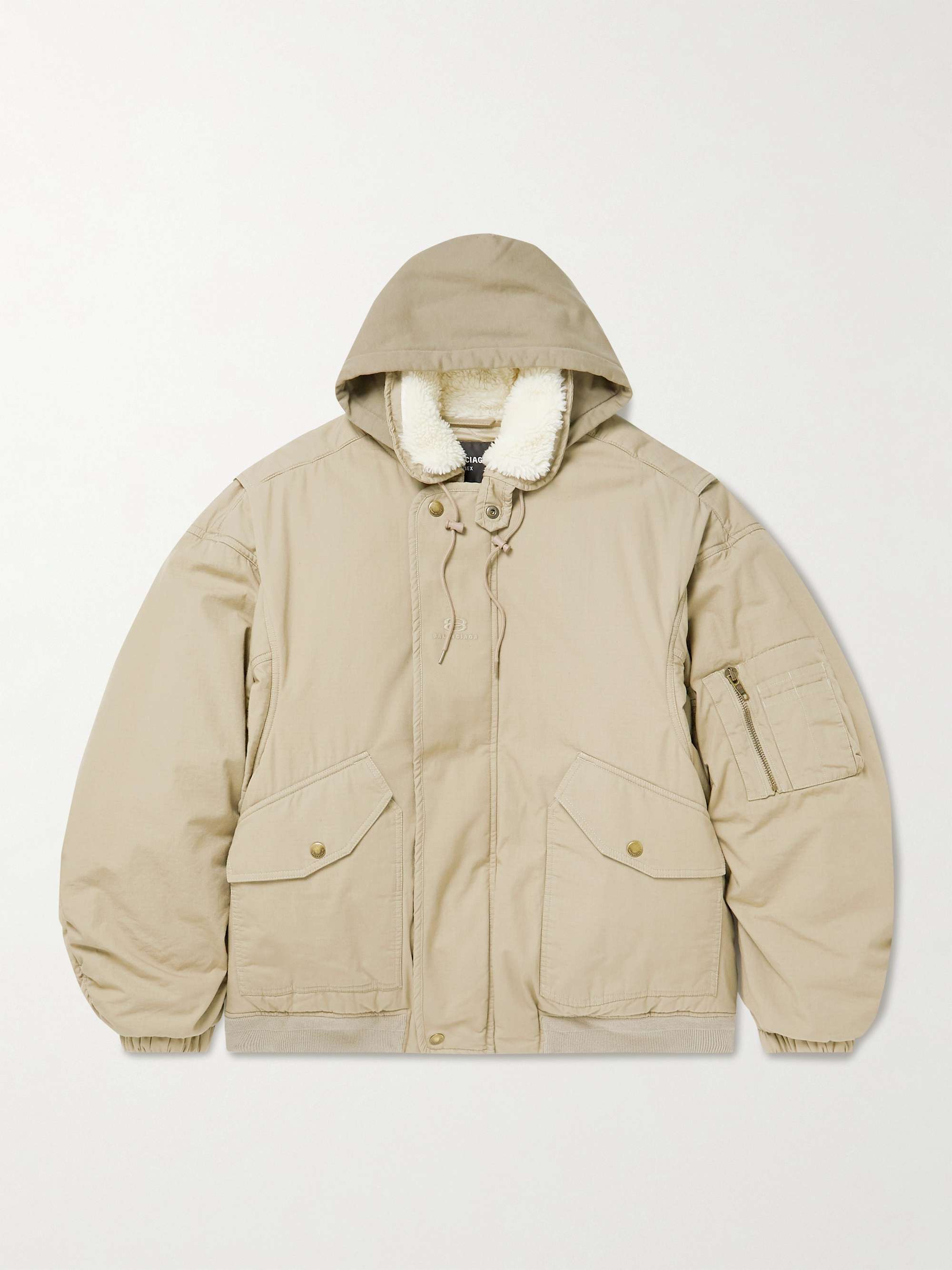 BALENCIAGA Padded Cotton-Ripstop and Jersey Hooded Bomber Jacket for Men |  MR PORTER
