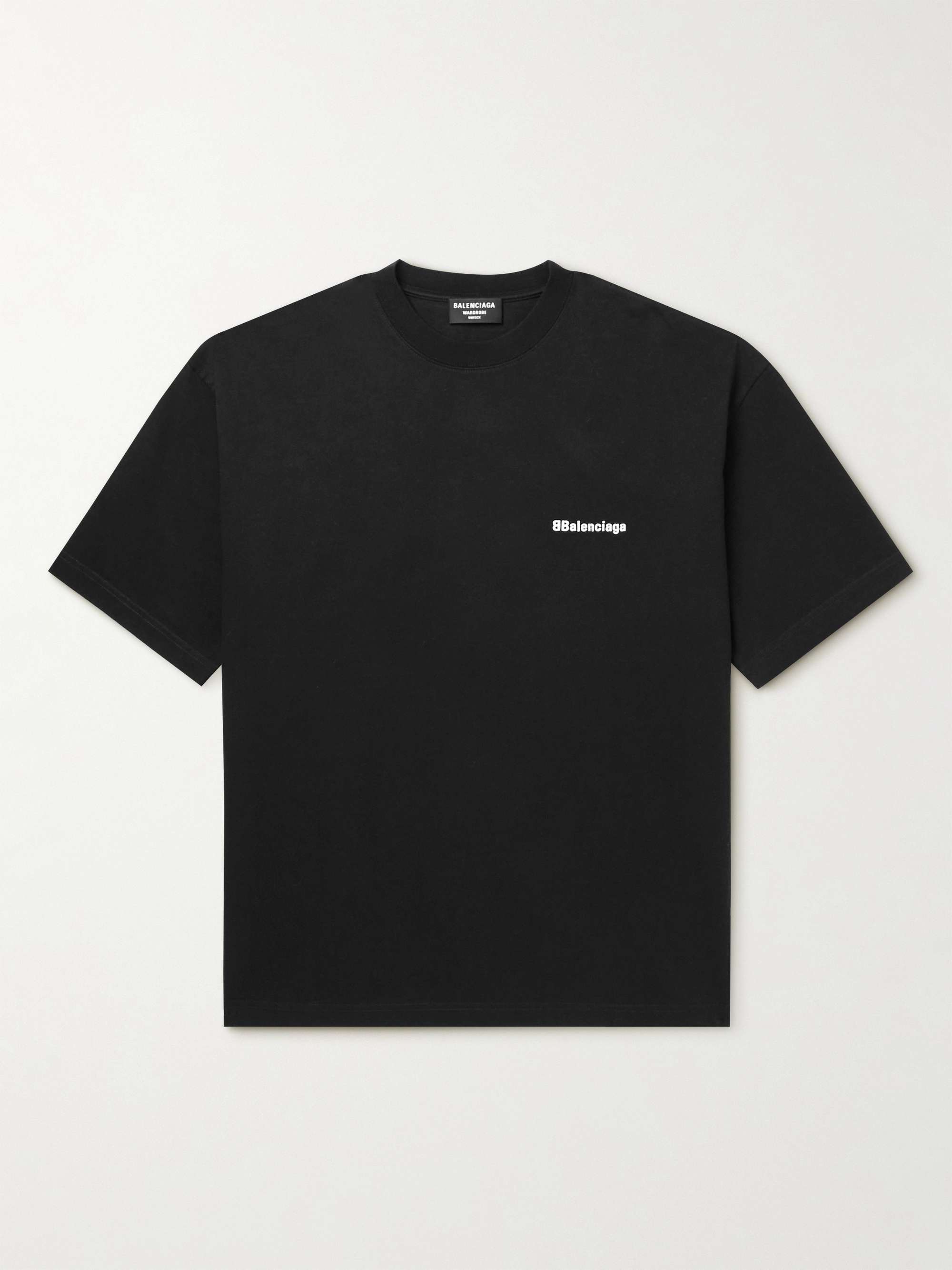BALENCIAGA Oversized Logo-Embroidered Cotton-Jersey T-Shirt | MR PORTER