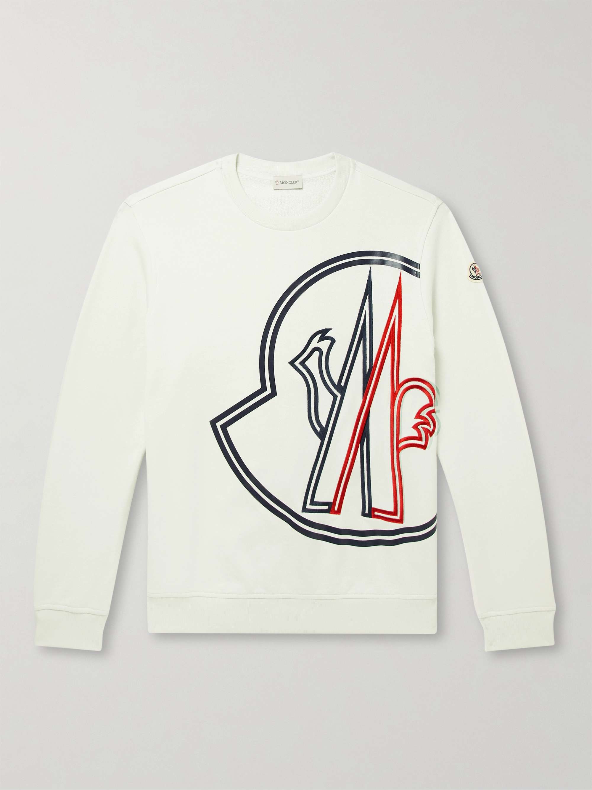 MONCLER Logo-Embroidered Printed Cotton-Jersey Sweatshirt | MR PORTER