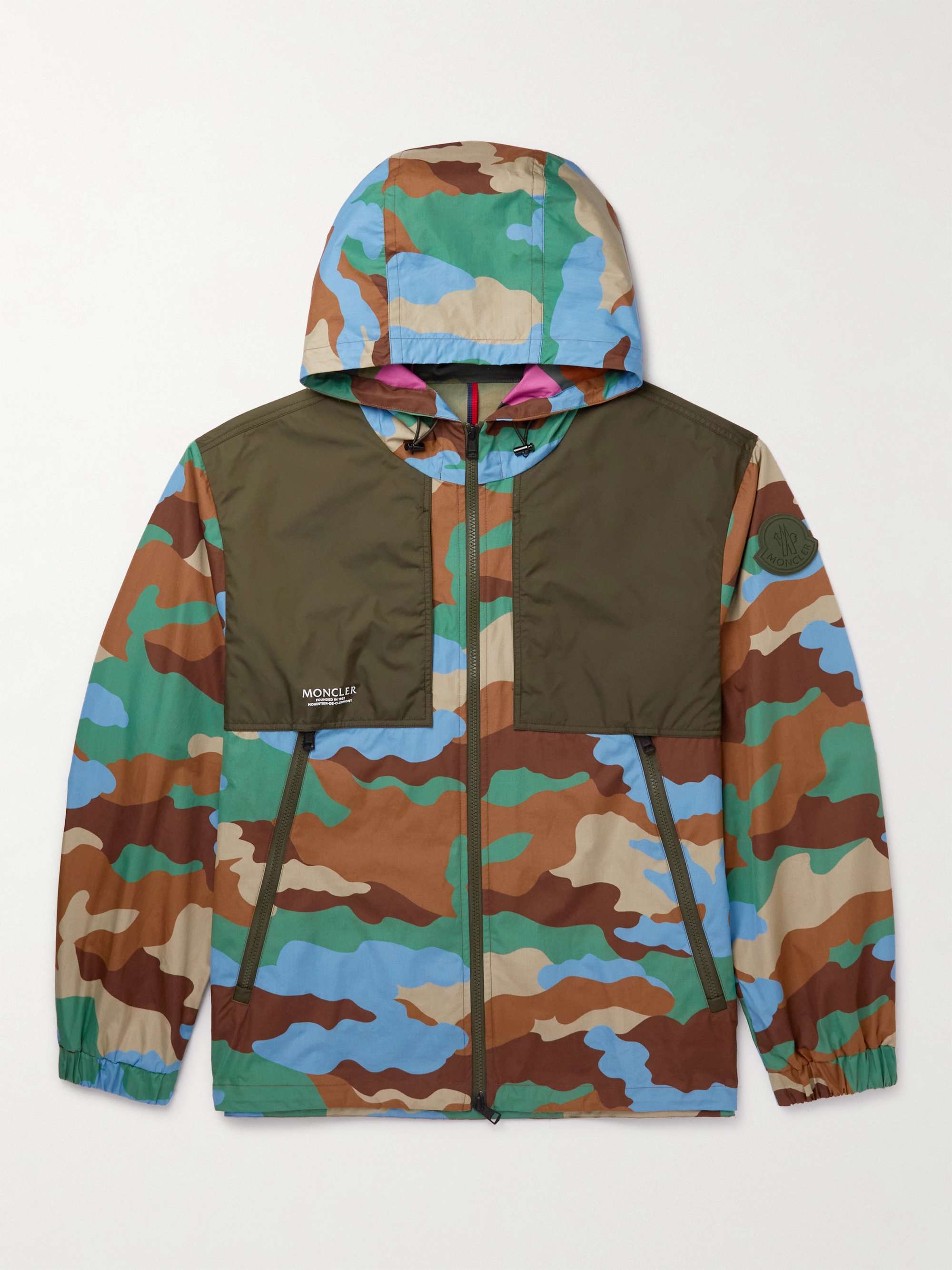 MONCLER Kounde Panelled Camouflage-Print Shell Hooded Jacket | MR PORTER