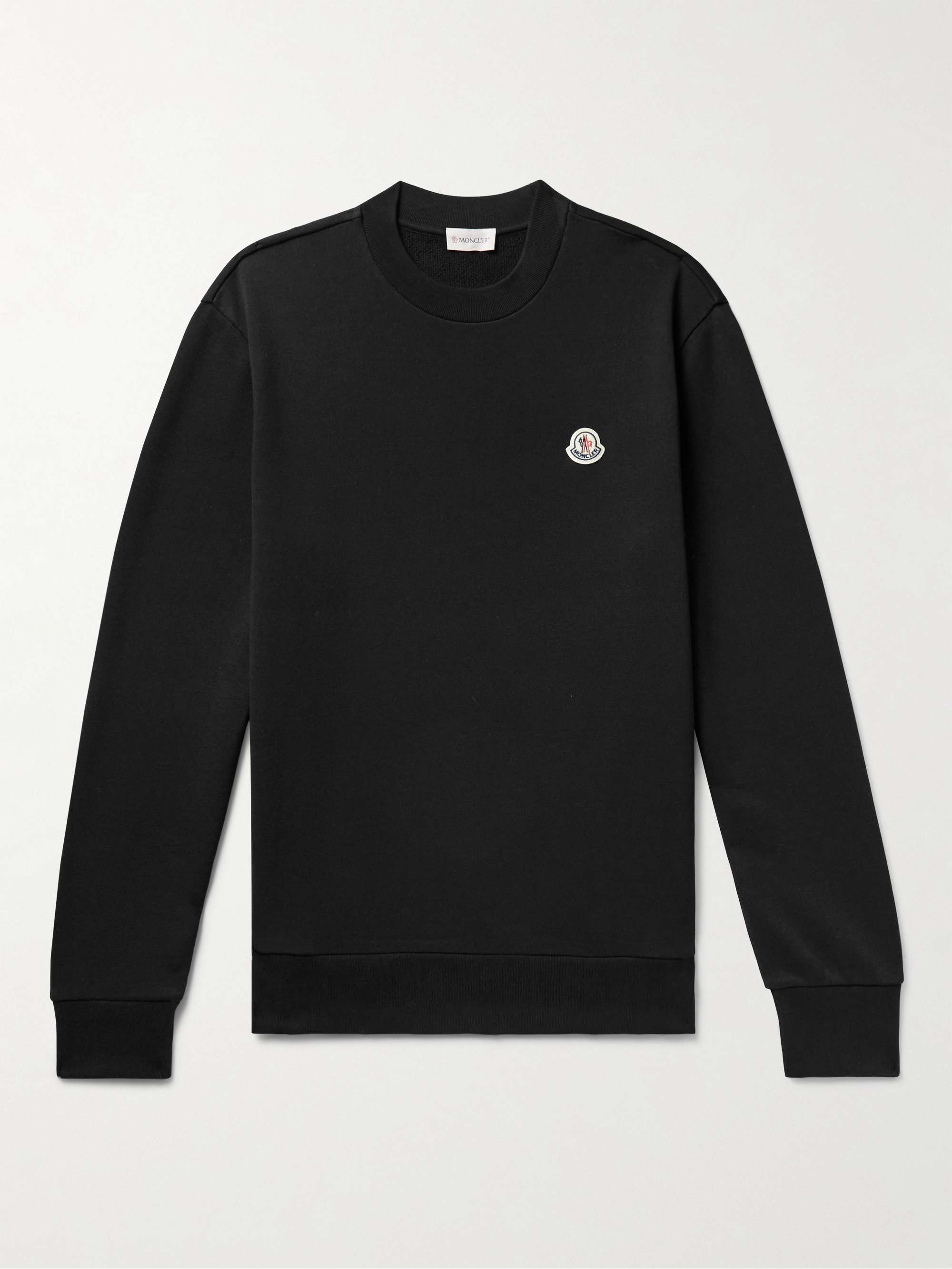 Black Logo-Appliquéd Cotton-Jersey Sweatshirt | MONCLER | MR PORTER