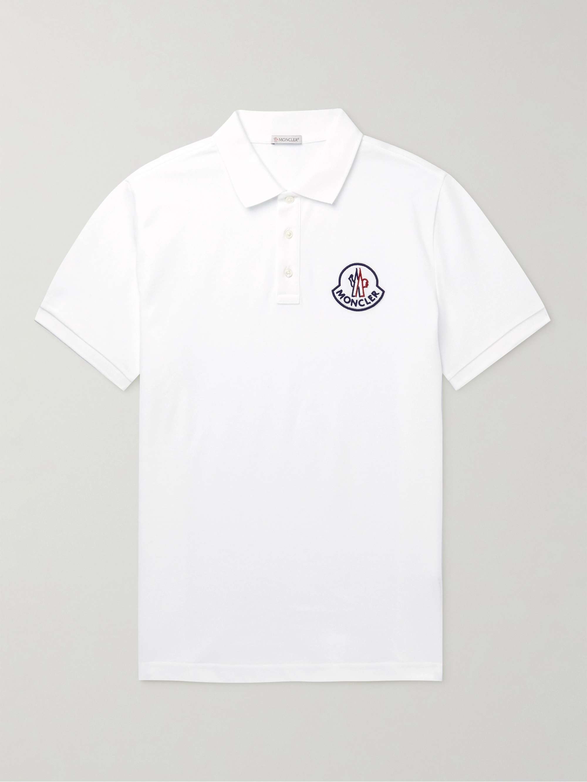 MONCLER Logo-Embroidered Cotton-Piqué Polo Shirt | MR PORTER