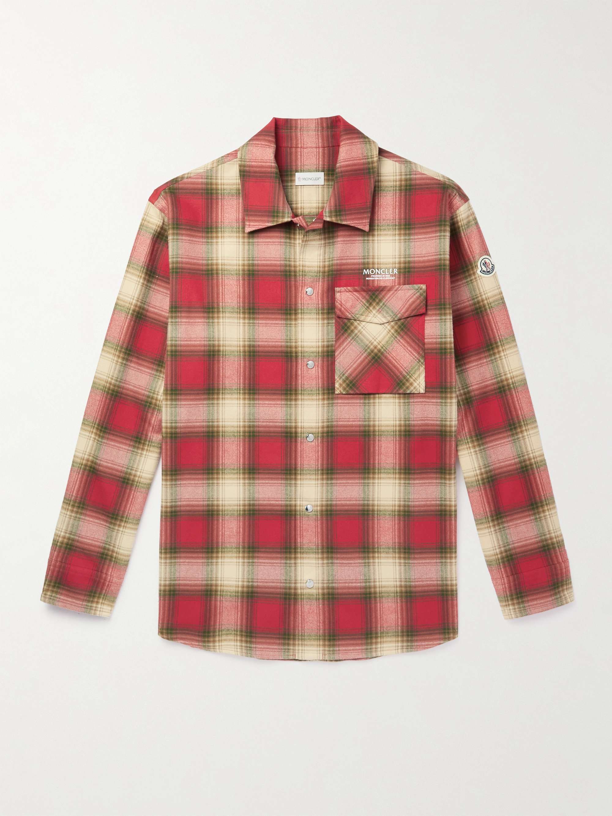 Red Checked Cotton-Flannel Shirt | MONCLER | MR PORTER