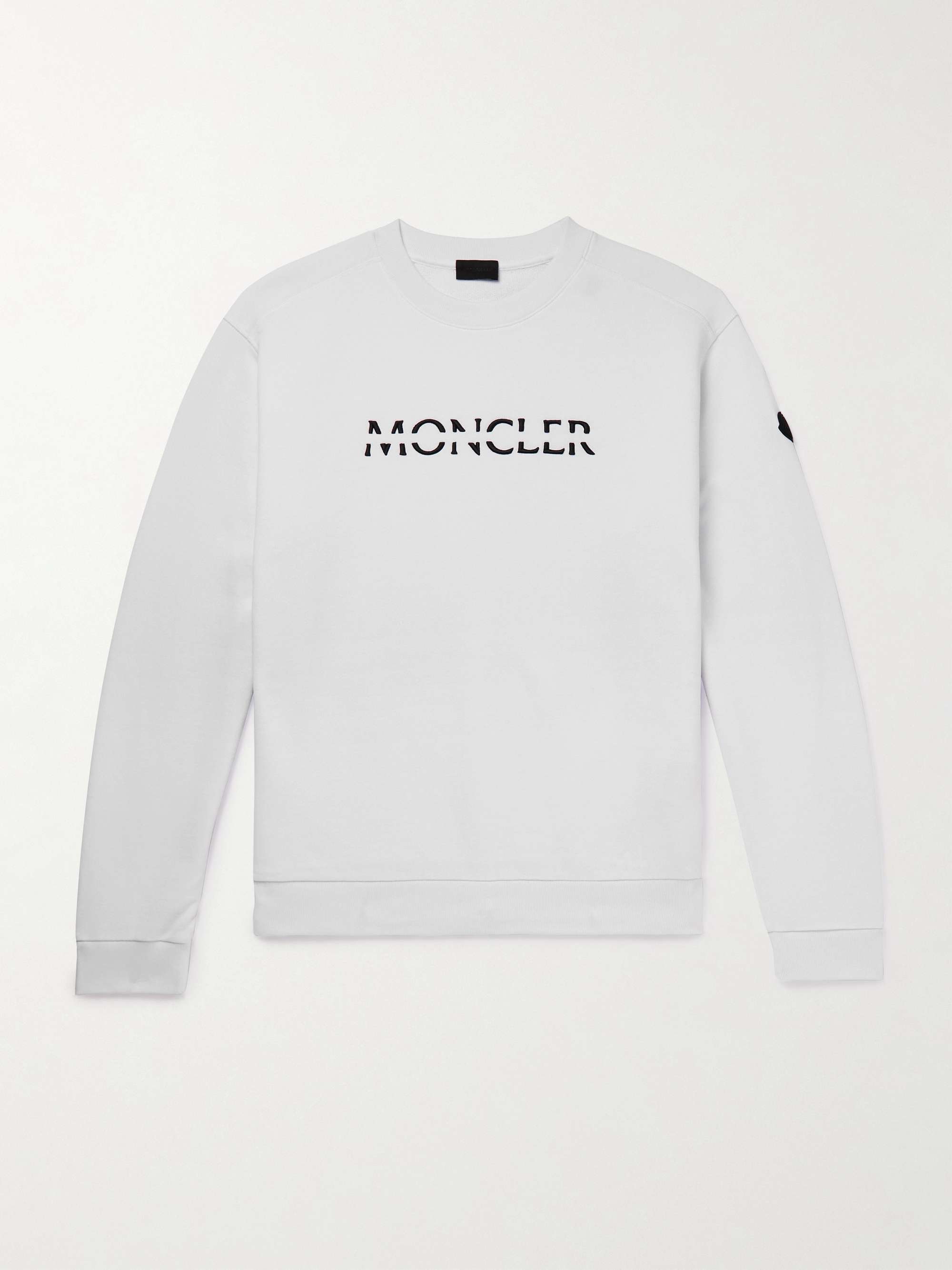 White Logo-Embroidered Cotton-Jersey Sweatshirt | MONCLER | MR PORTER