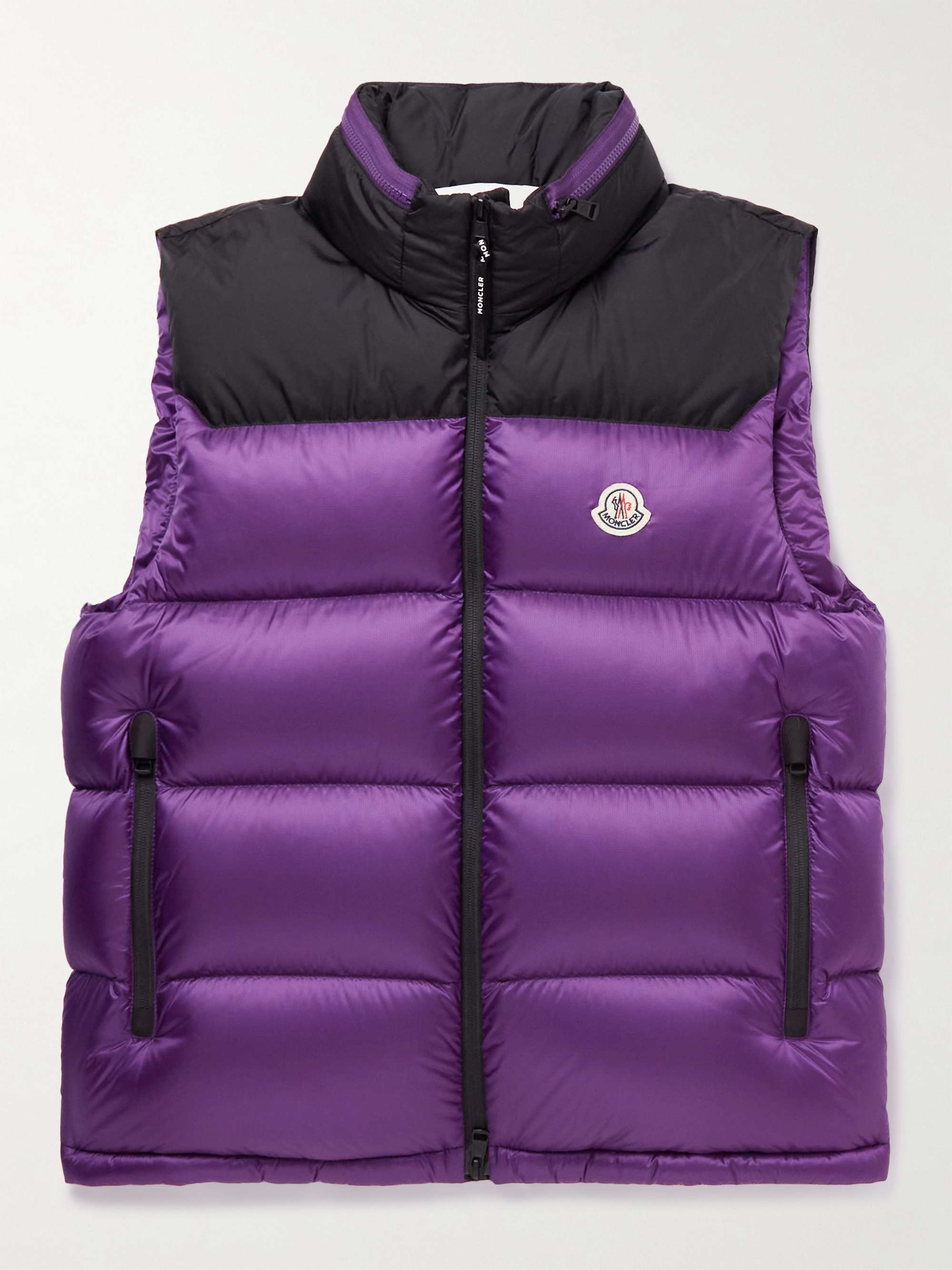 Purple Ophrys Logo-Appliquéd Colour-Block Quilted Shell and Ripstop Down  Gilet | MONCLER | MR PORTER