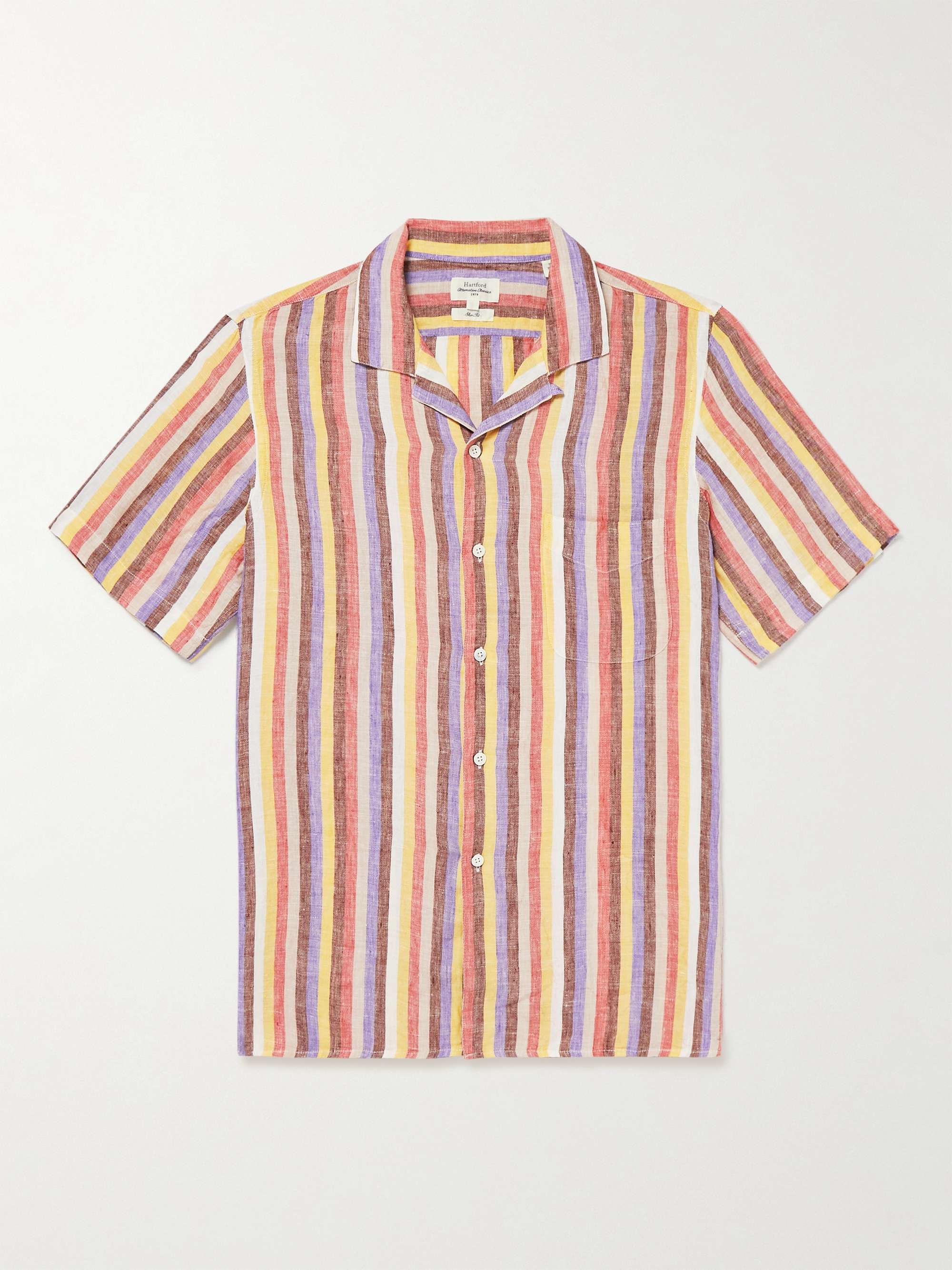 HARTFORD Camp-Collar Striped Linen Shirt for Men | MR PORTER