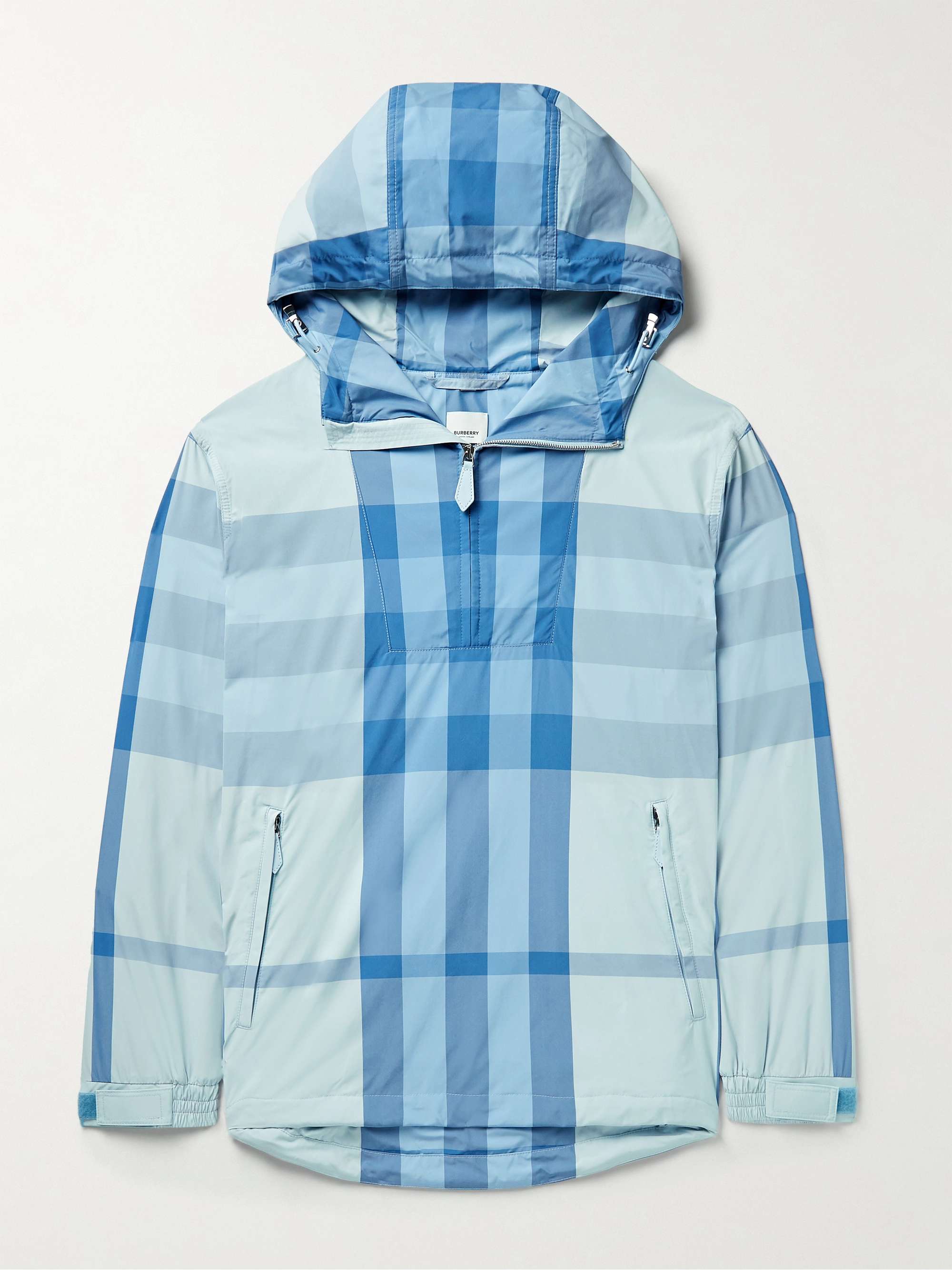 BURBERRY Checked Shell Half-Zip Hooded Jacket | MR PORTER