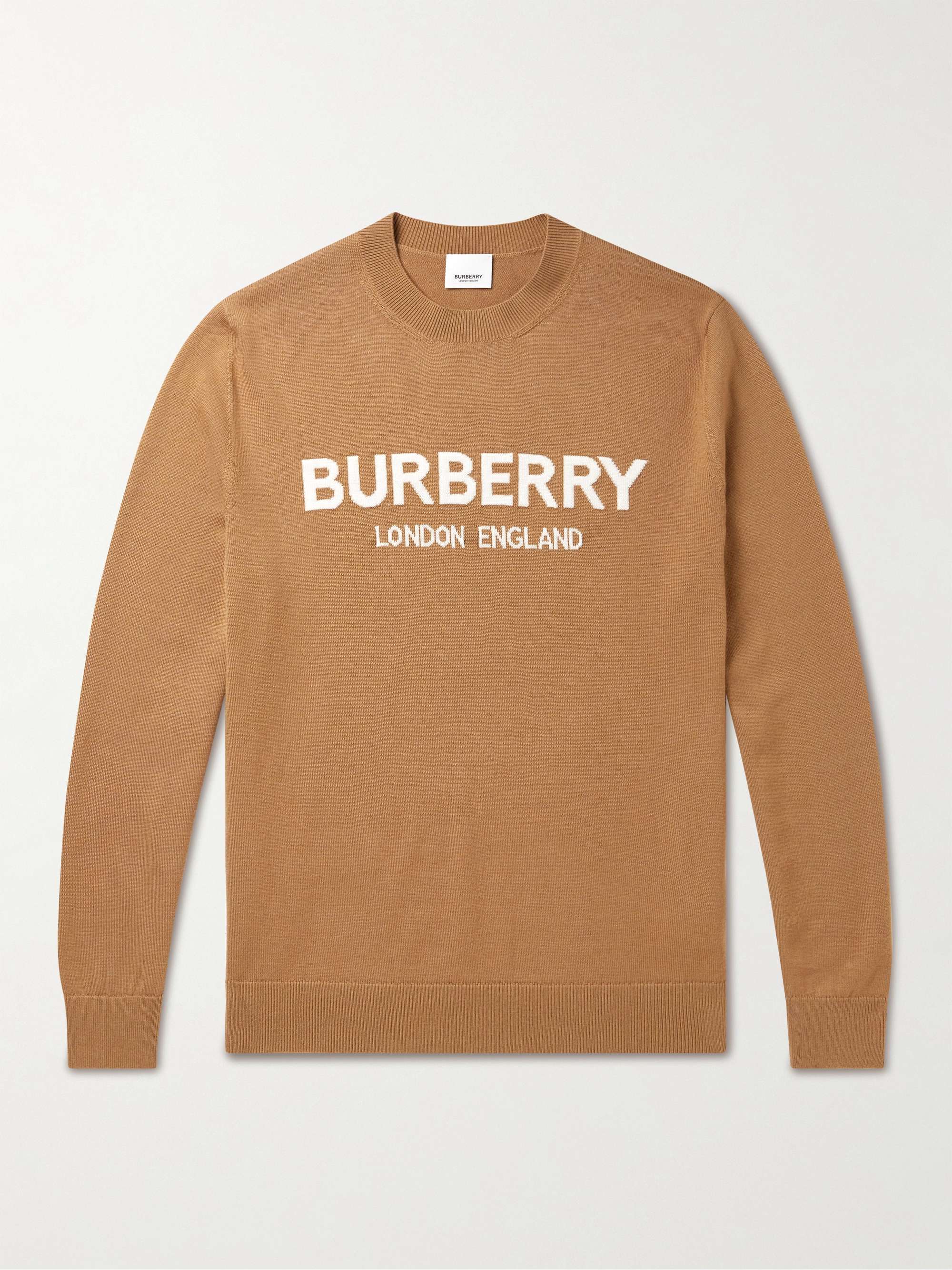 BURBERRY Logo-Intarsia Wool-Blend Sweater | MR PORTER