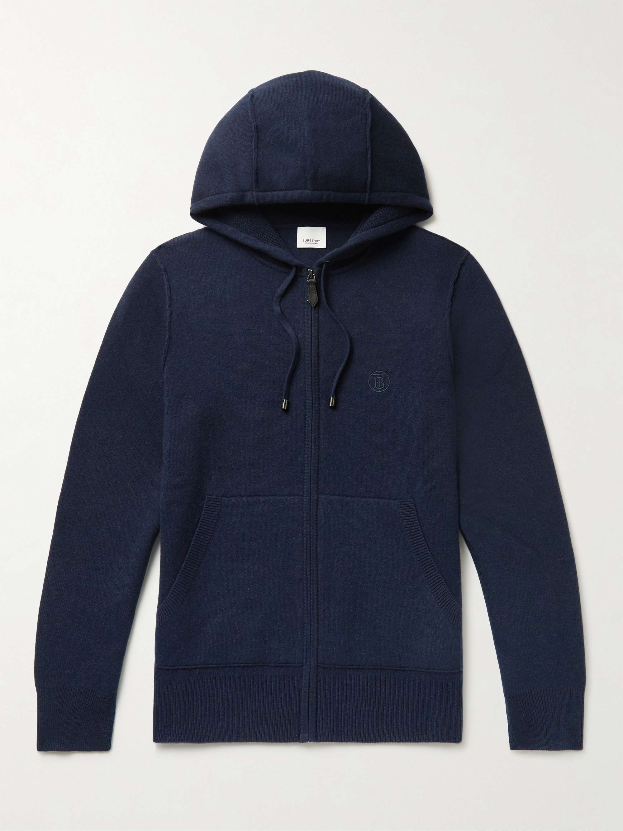 Navy Logo-Embroidered Cashmere-Blend Zip-Up Hoodie | BURBERRY | MR PORTER